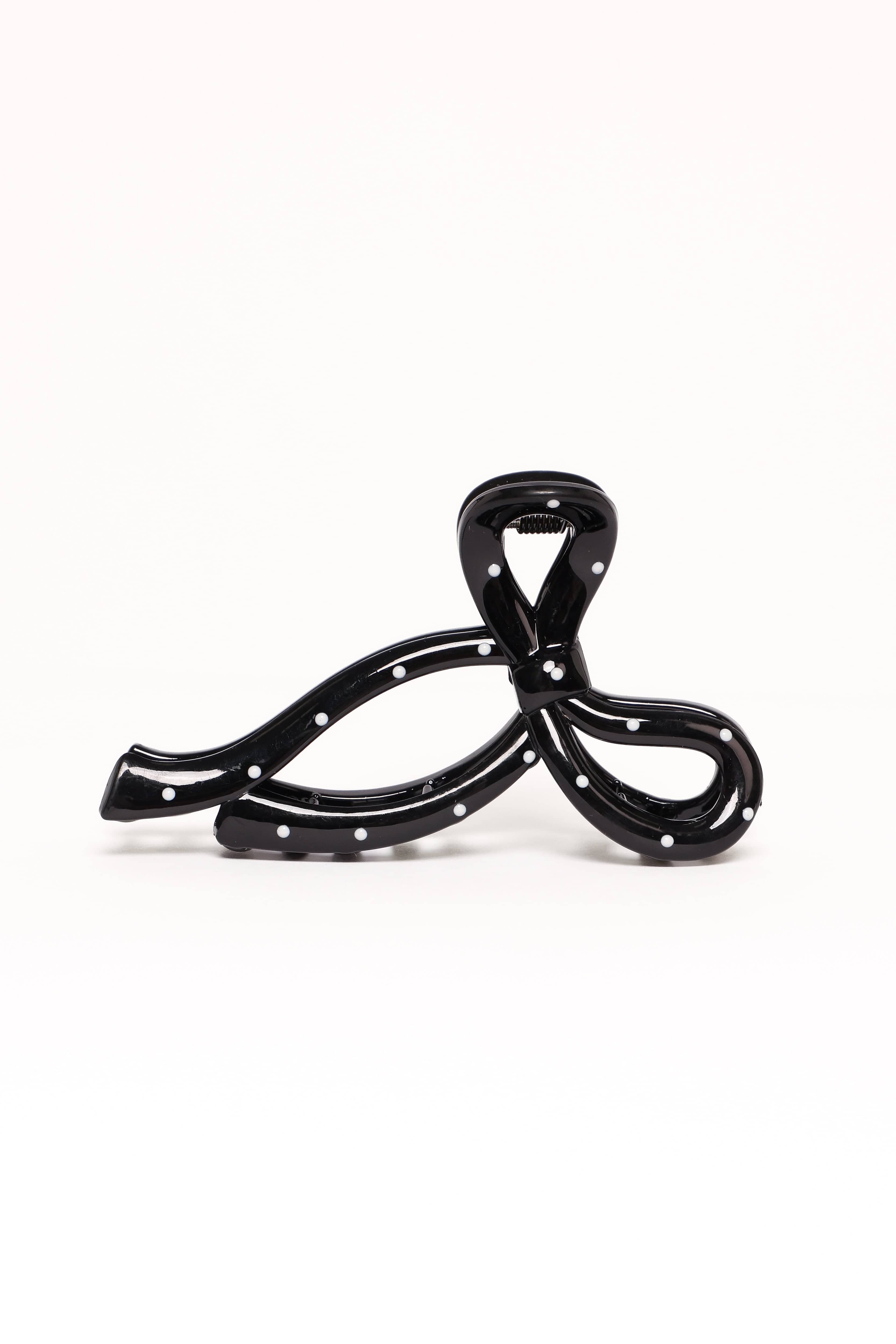 Nova Hair Clip - Black Polka Dot