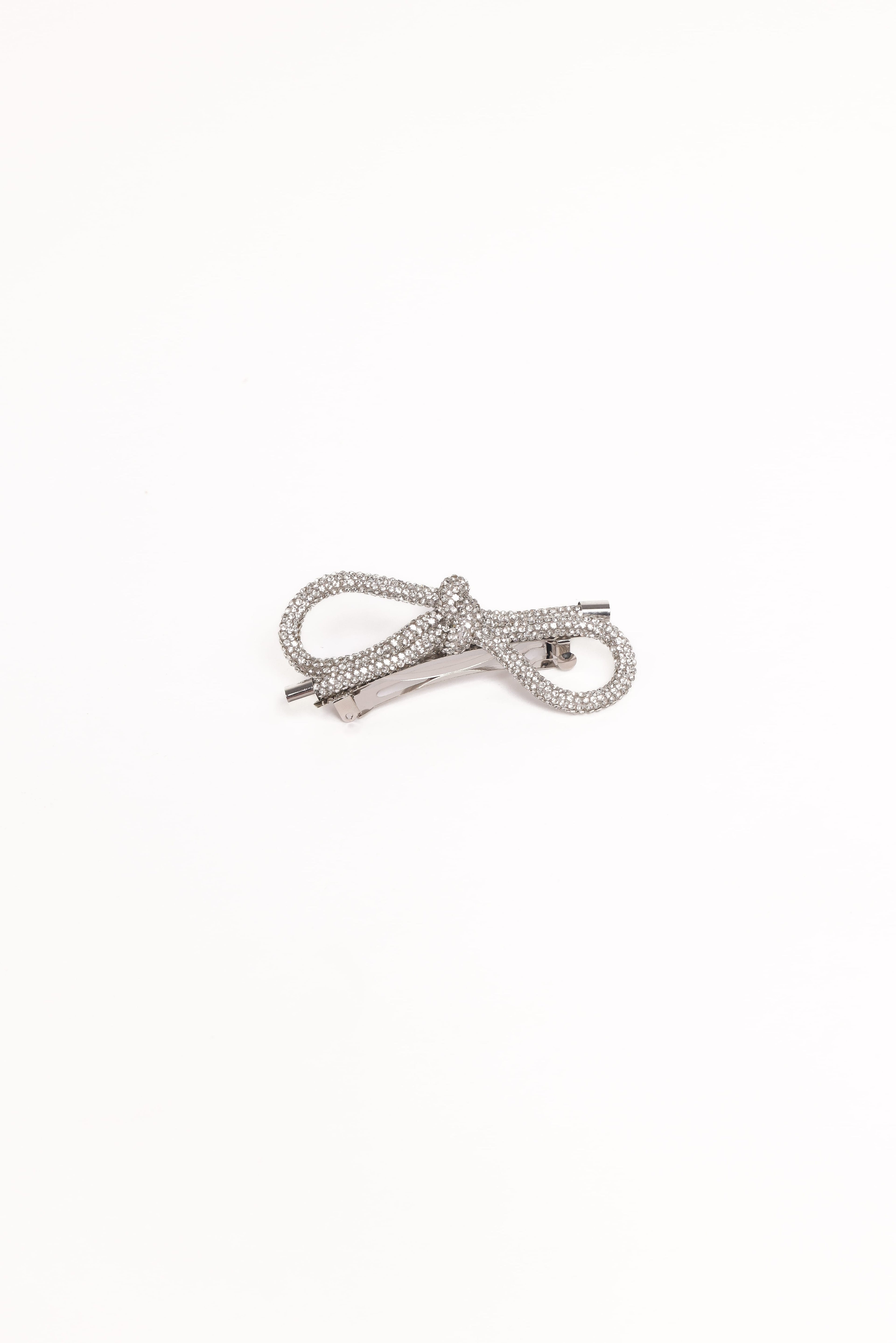 Whitney Bow Hair Clip - Silver