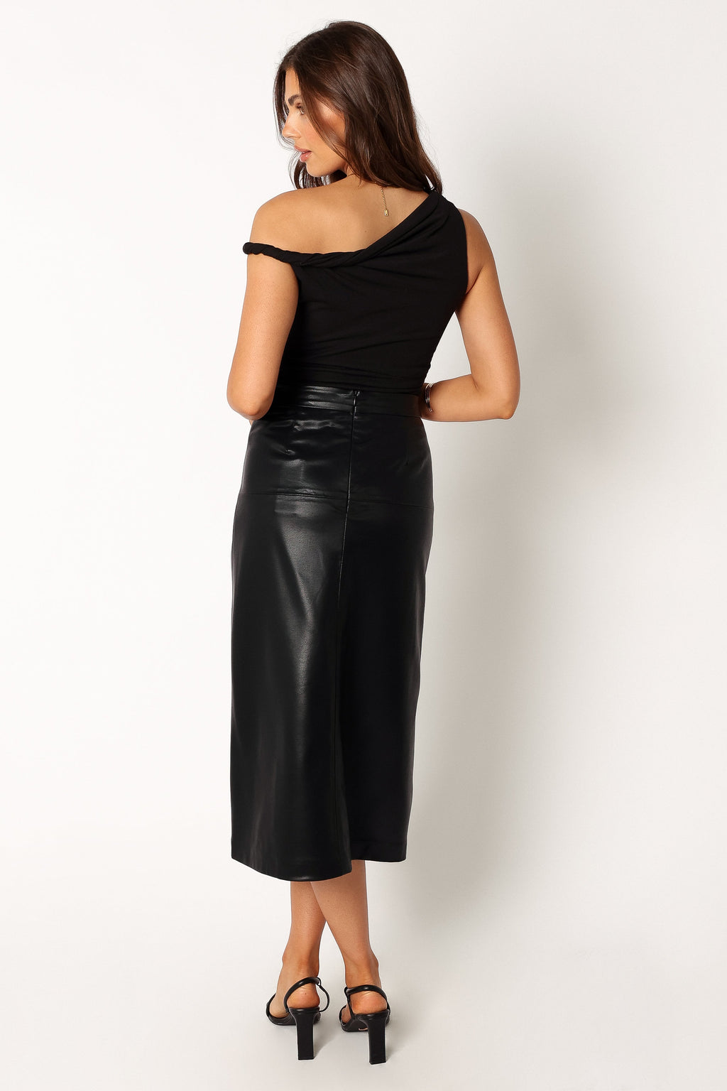 Miller Faux Leather Midi Skirt - Black