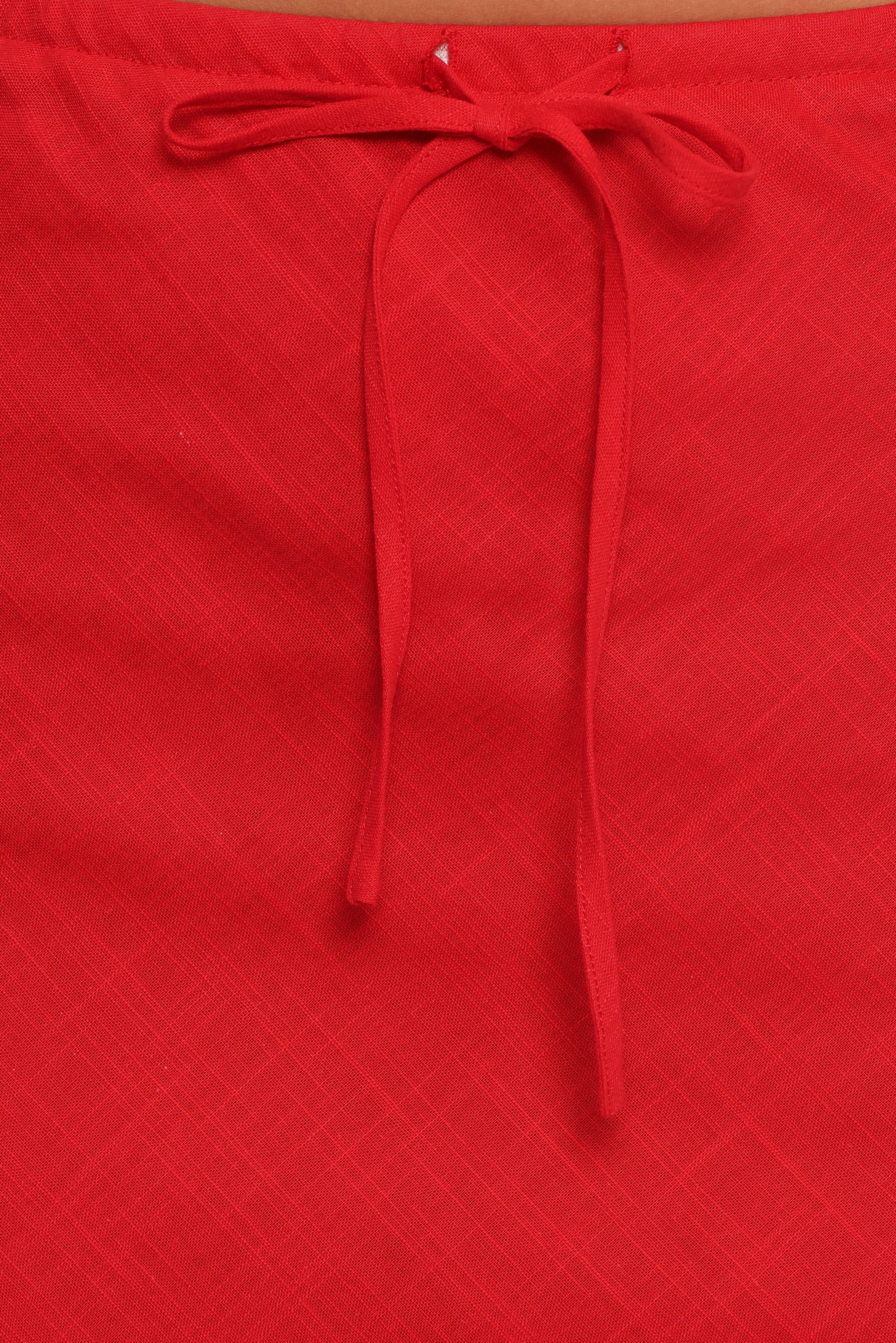 Sonni Linen Mini Skirt - Red