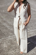 Trula Wide Leg Pant - Oatmeal