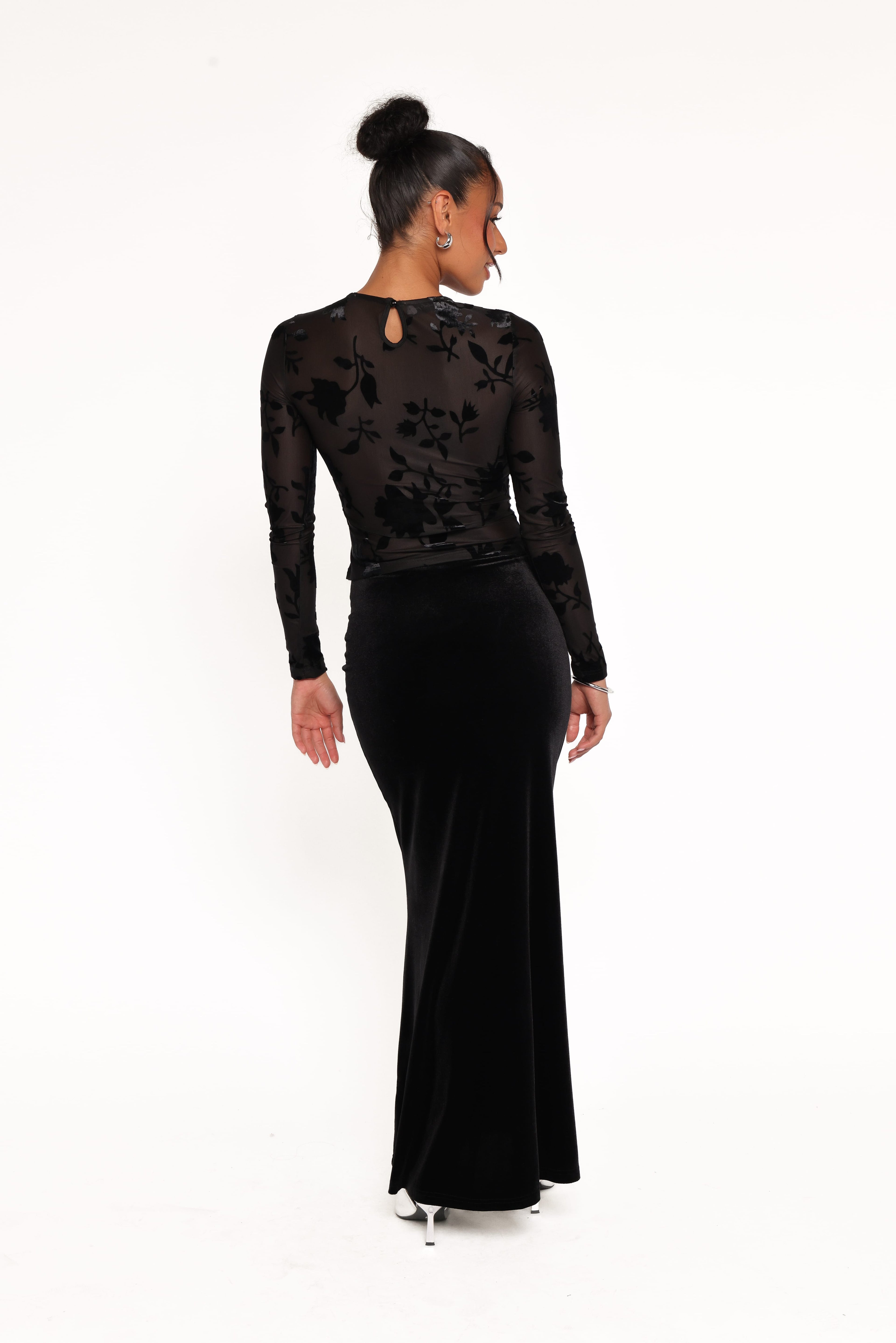 Velman Velvet Maxi Skirt - Black