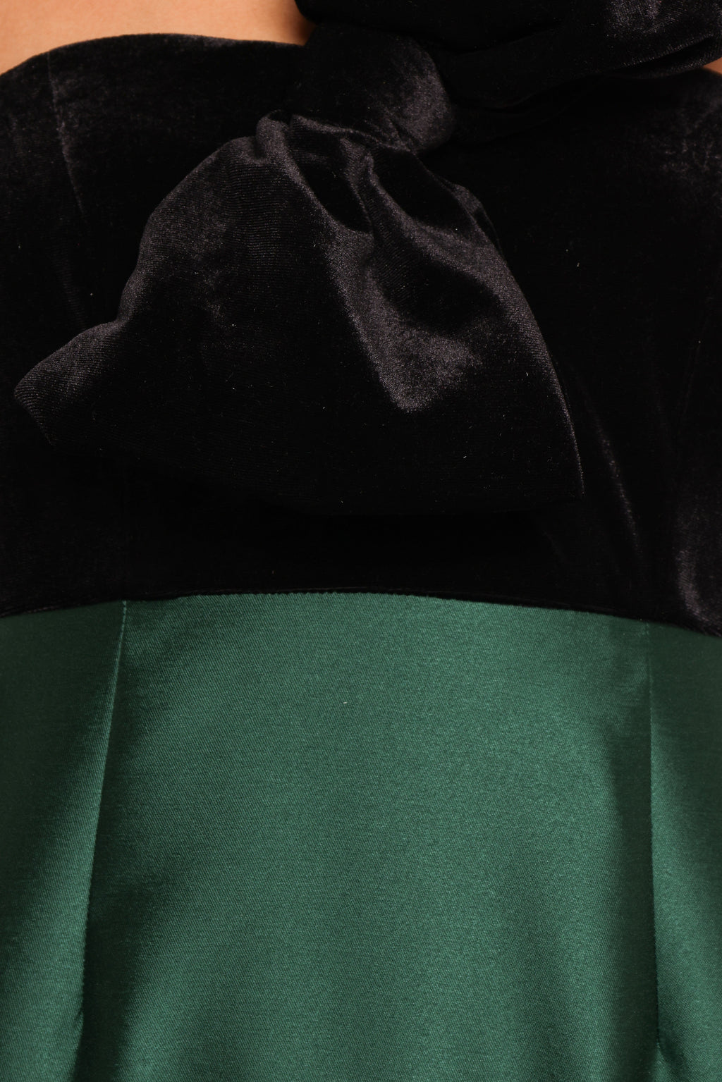 Amelie Bow Front One Shoulder Midi Dress - Black/Emerald