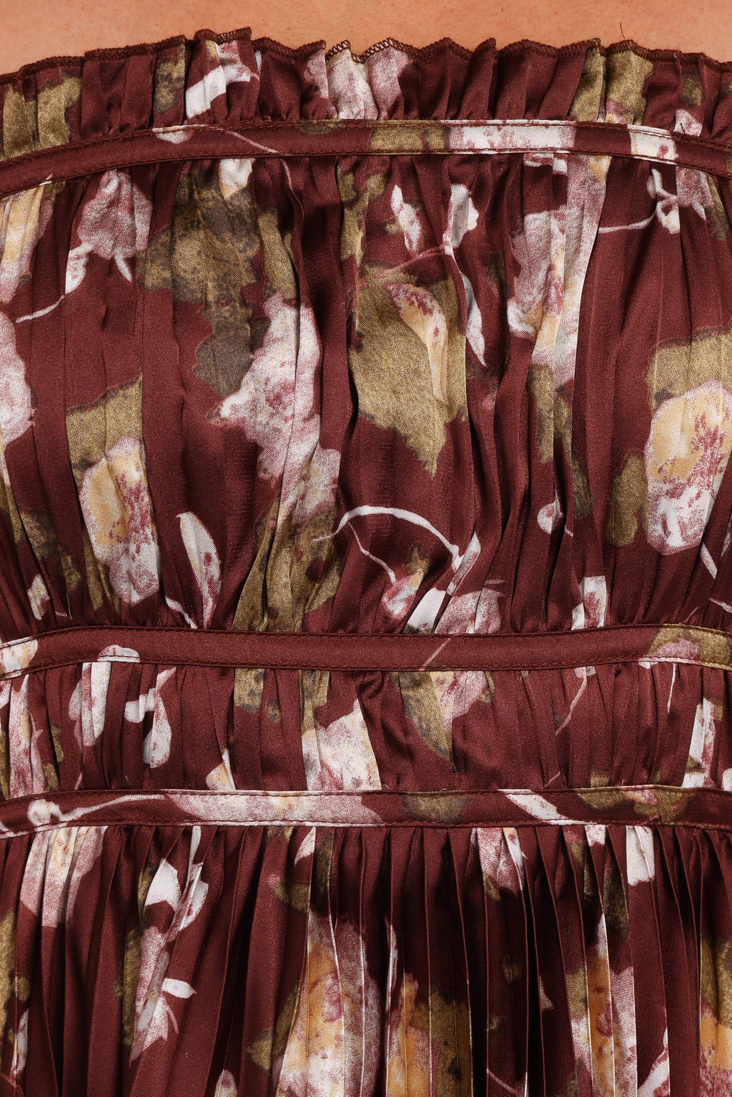 Angelique Strapless Maxi Dress - Brown Floral