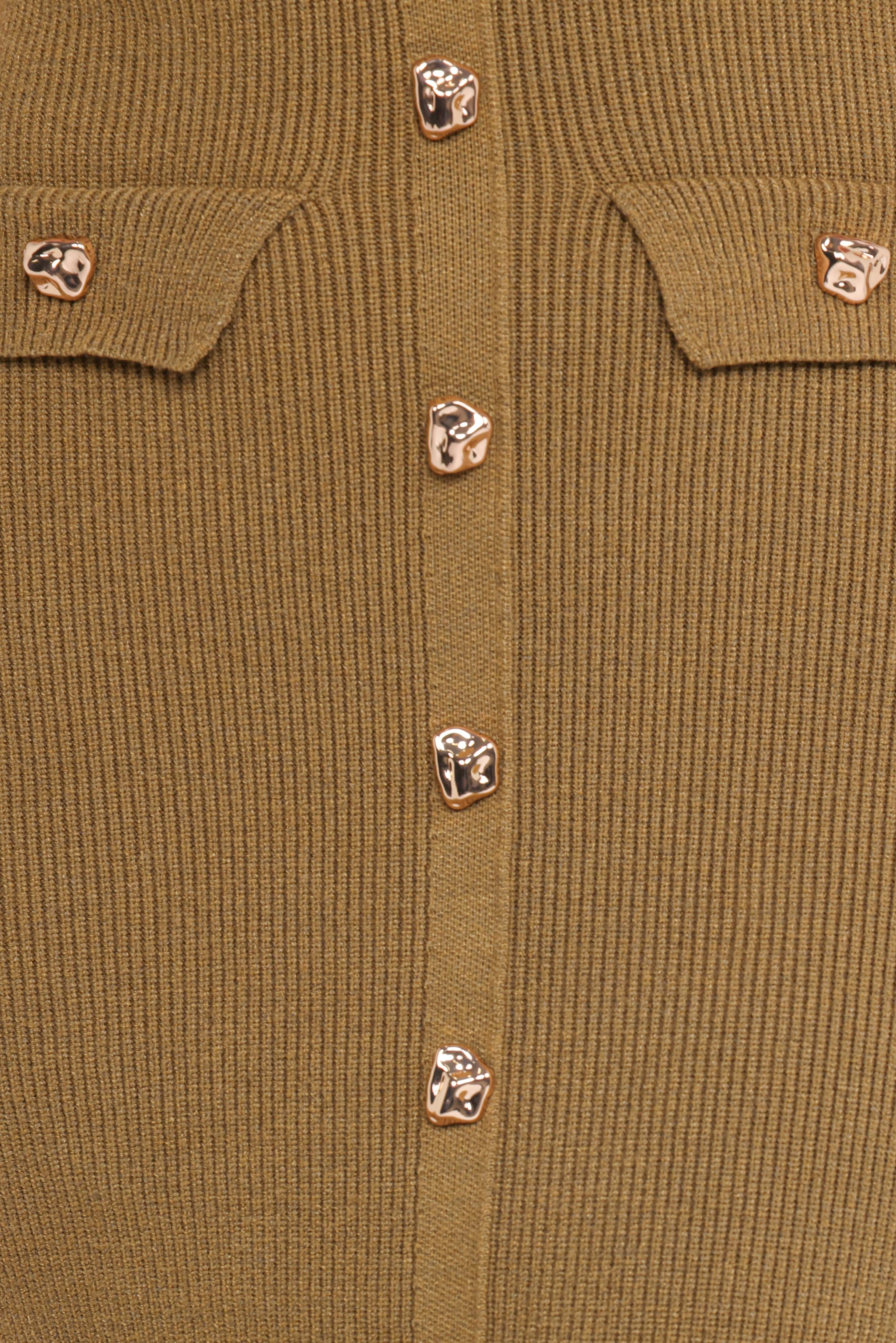 Aspen Button Up Knit Dress - Olive
