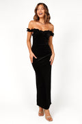 Celeste Off Shoulder Velvet Maxi Dress - Black