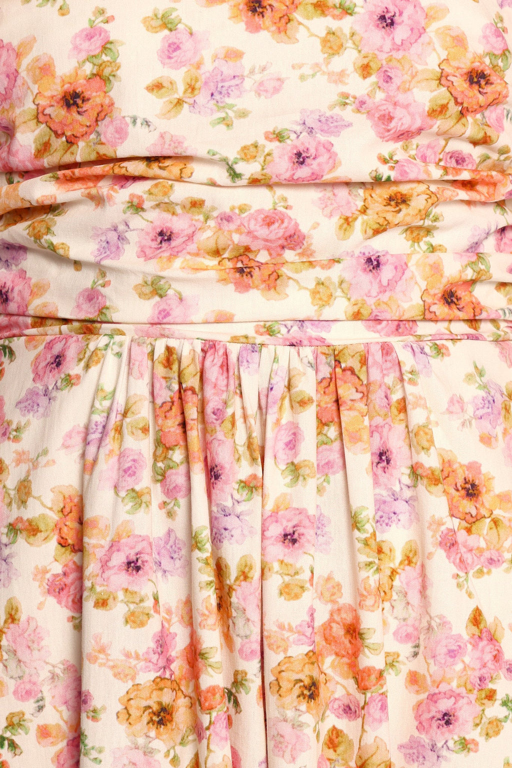 Clo Puff Sleeve Midi Dress - Peach Floral
