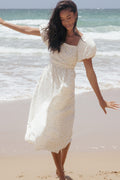 Clo Puff Sleeve Midi Dress - White Betty
