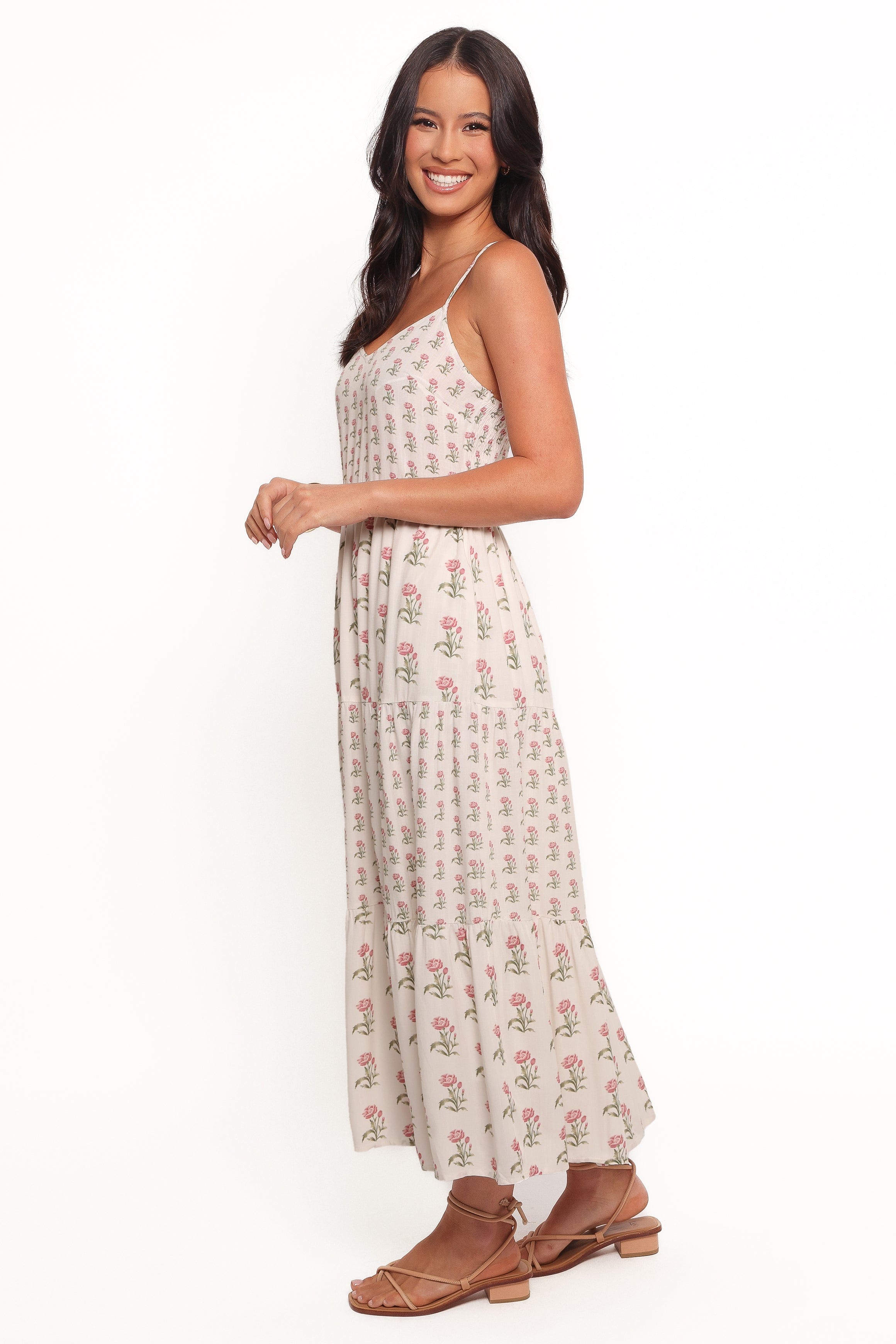 Echo Midi Dress - White/Pink