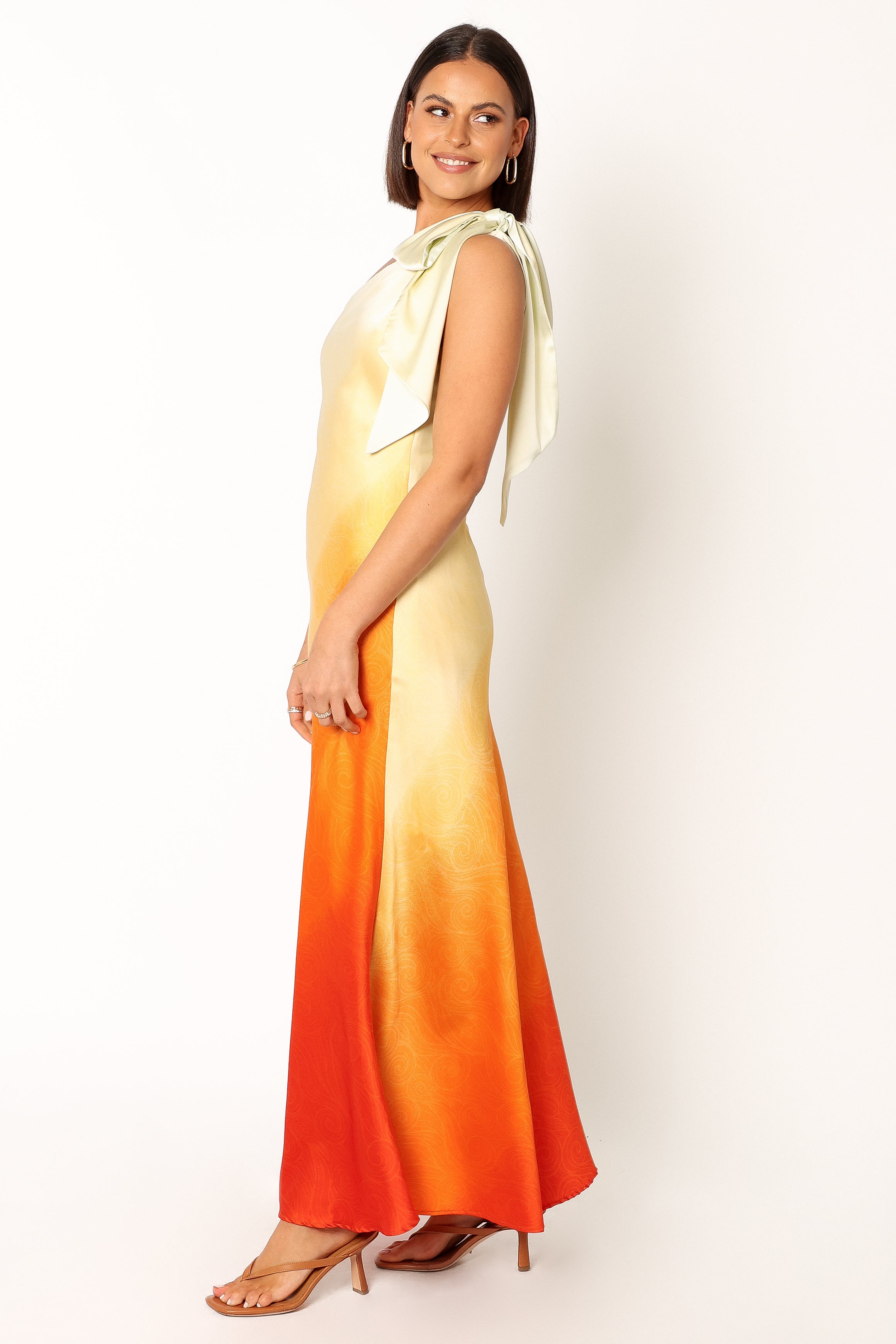 Glow One Shoulder Midi Dress - Sunset