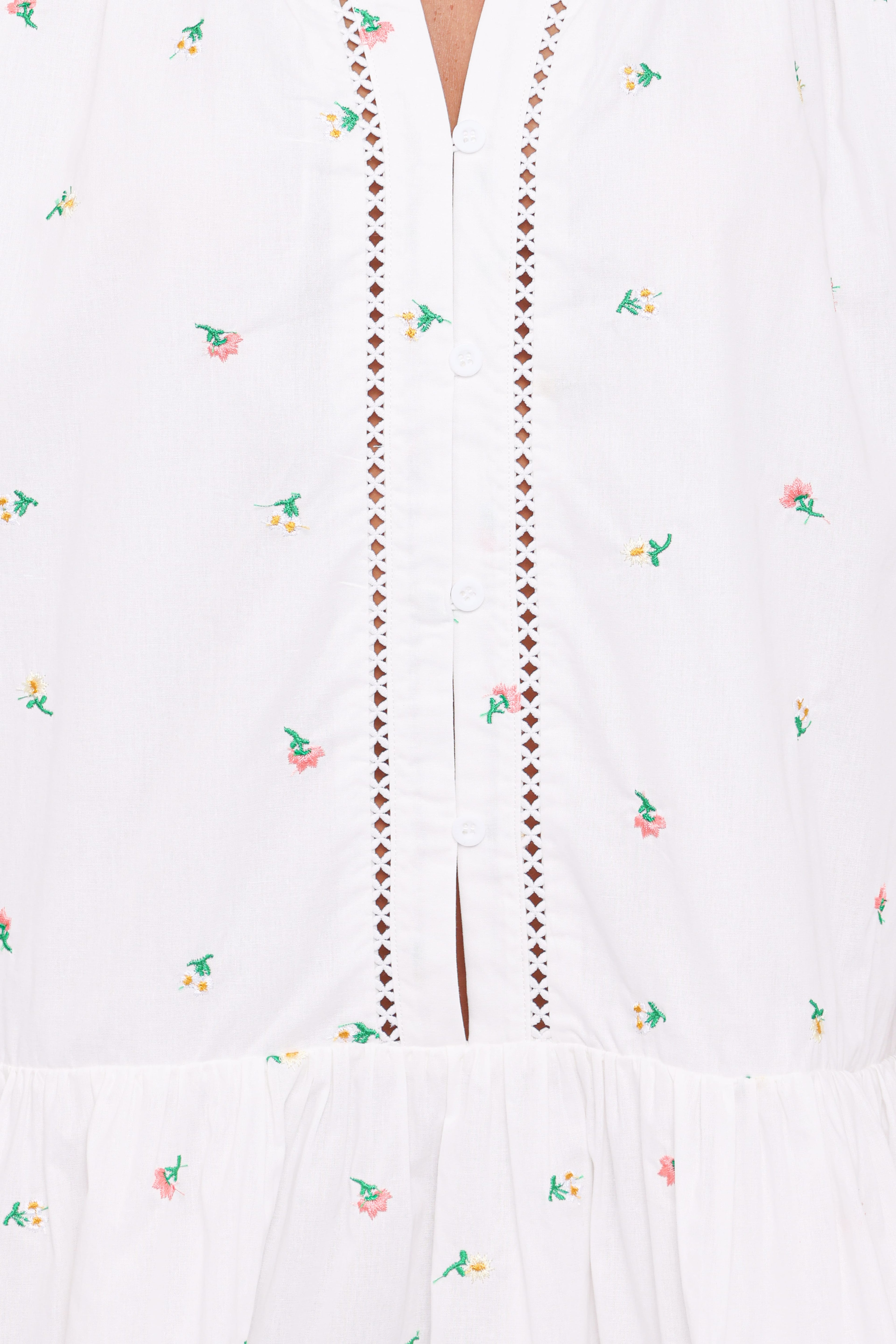 Hart Long Sleeve Mini Dress - White Floral