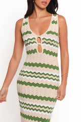 Hubert Midi Dress - Khaki Multi