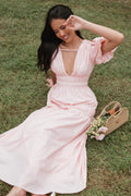 Joedy Puff Sleeve Midi Dress - Pale Pink