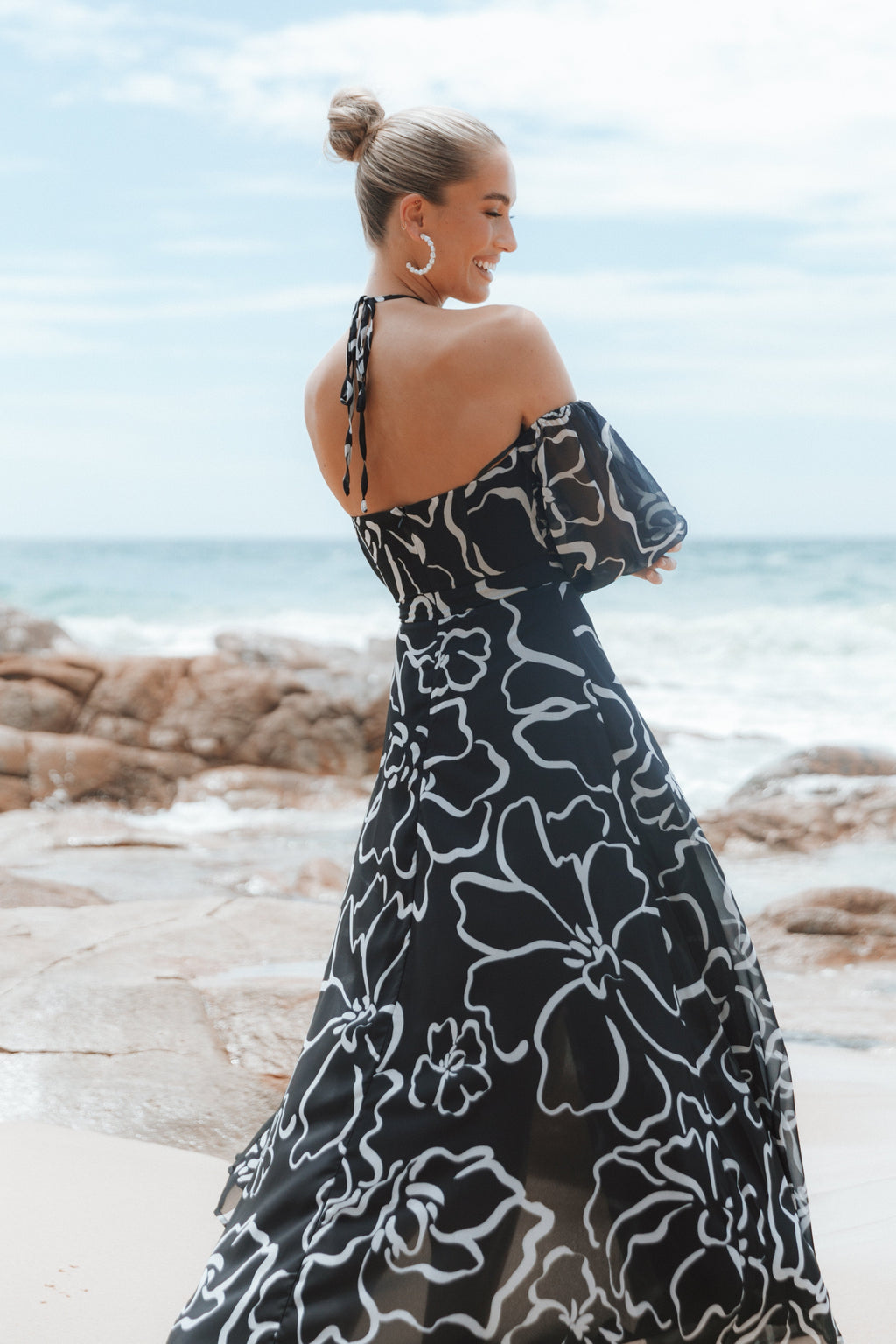 Karma Maxi Dress - White/Black Floral