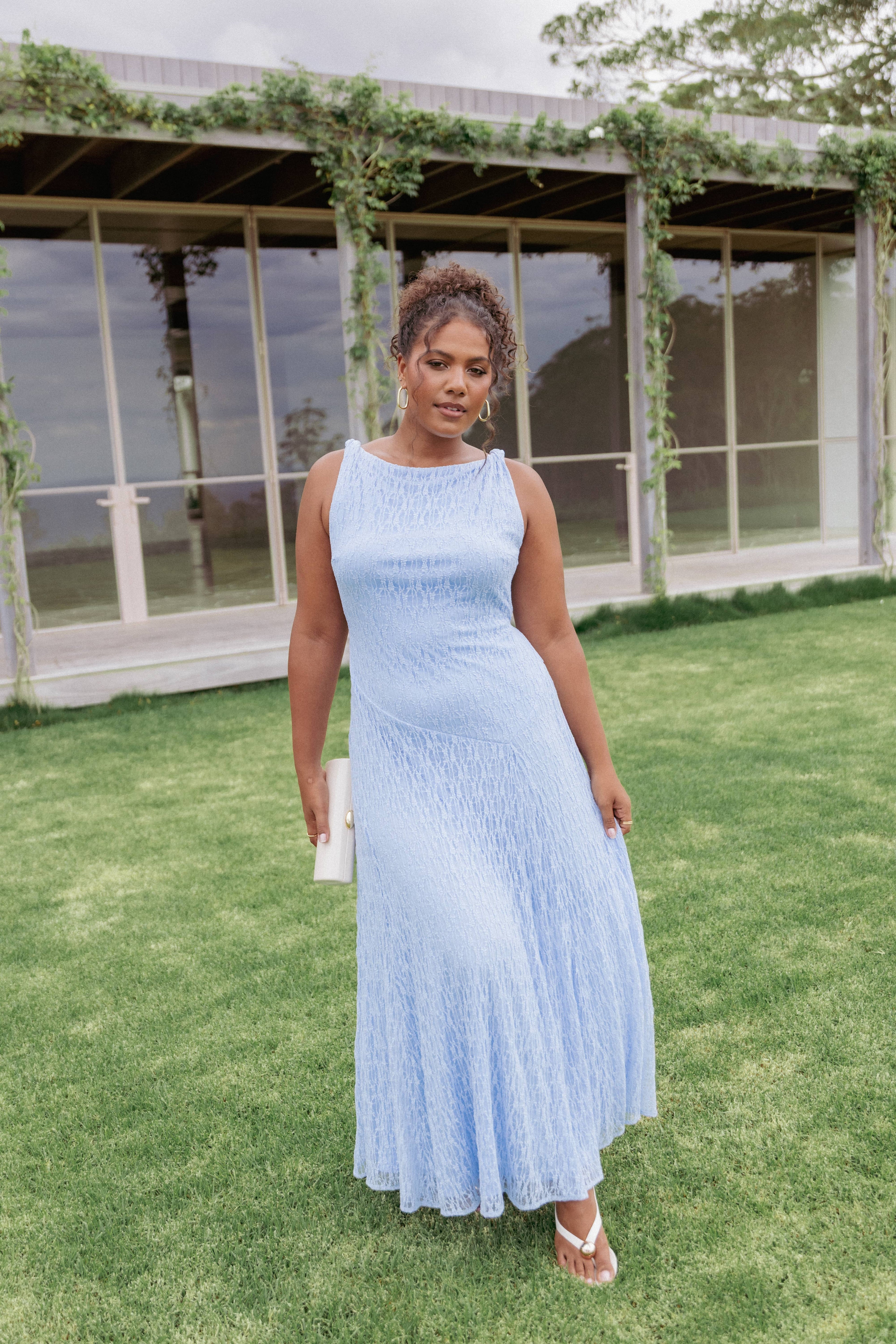 Kirsten Lace Maxi Dress - Cornflower Blue