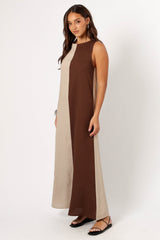 Lindi Maxi Dress - Brown/Beige