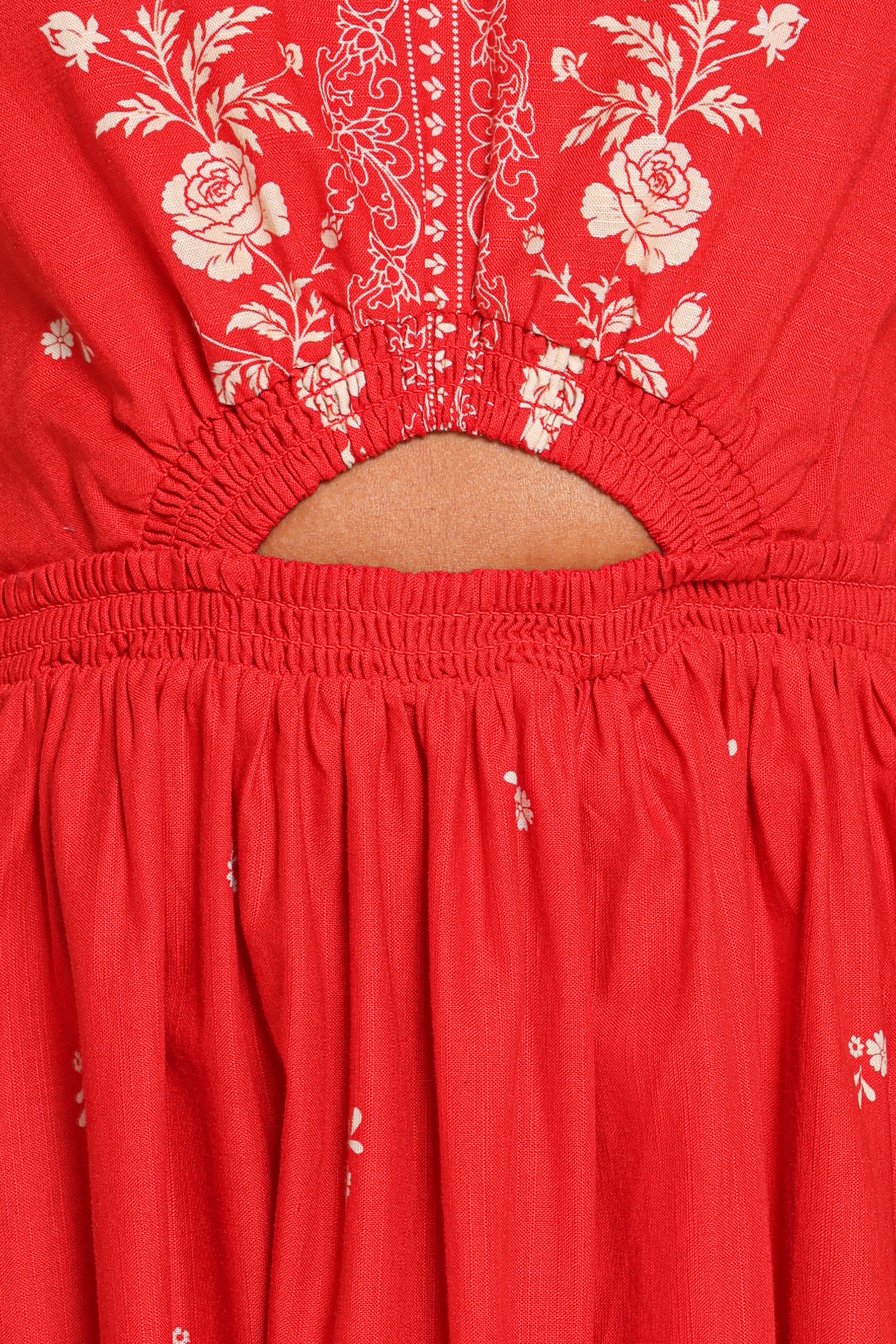 Madi Maxi Dress - Red Floral Bandana