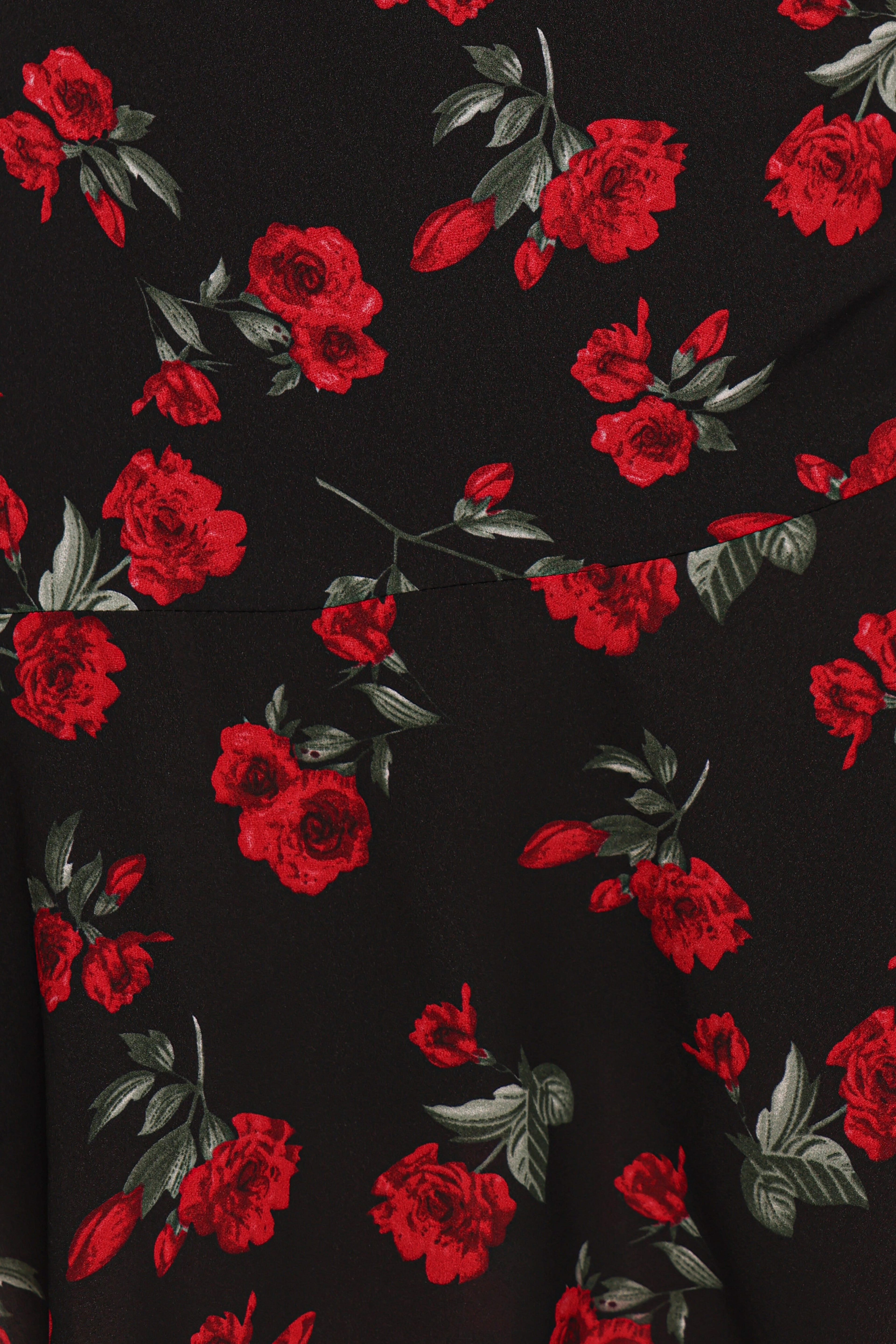 Mariska Long Sleeve Mini Dress - Rose Print