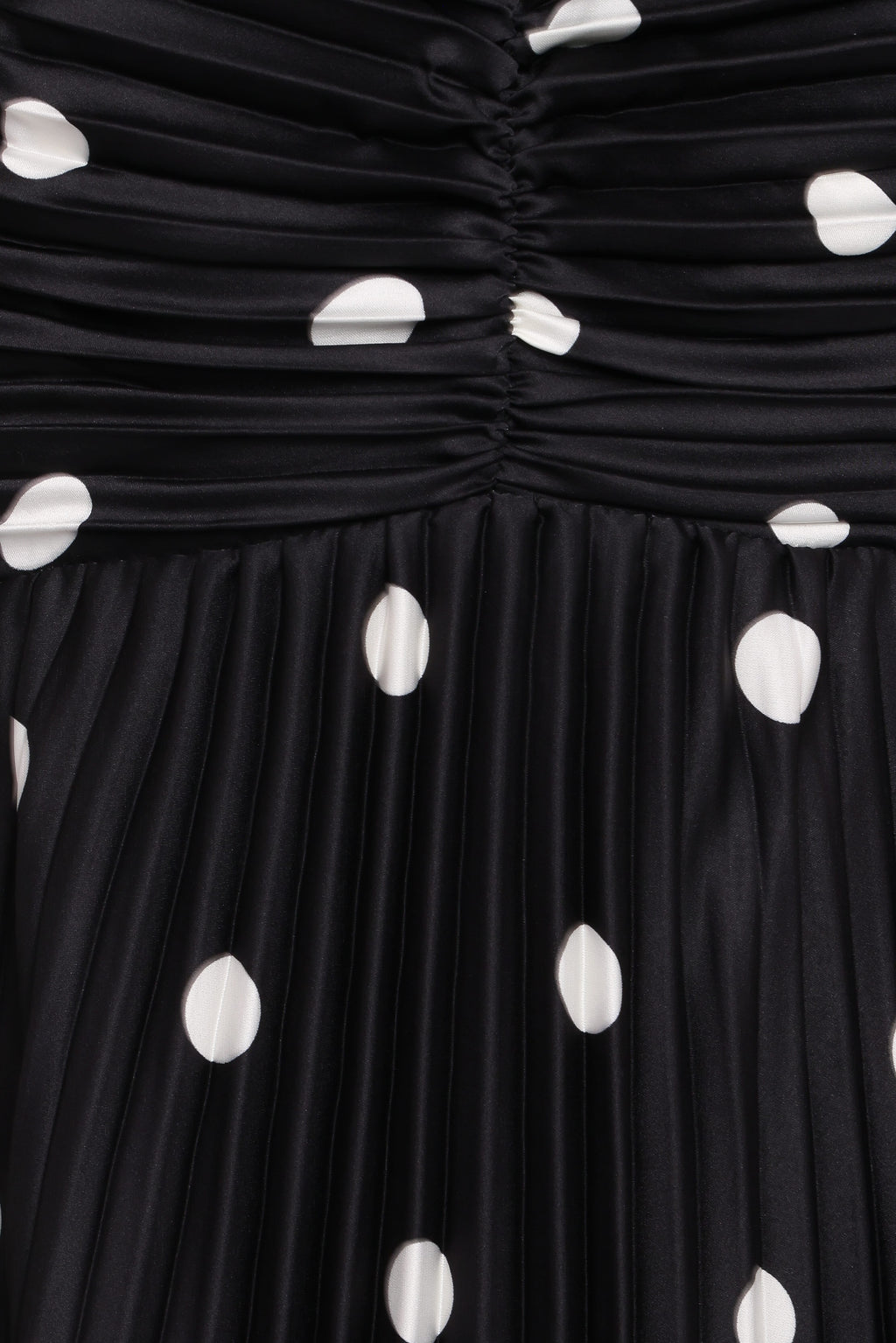 Naira Pleated Maxi Dress - Black Polka Dot