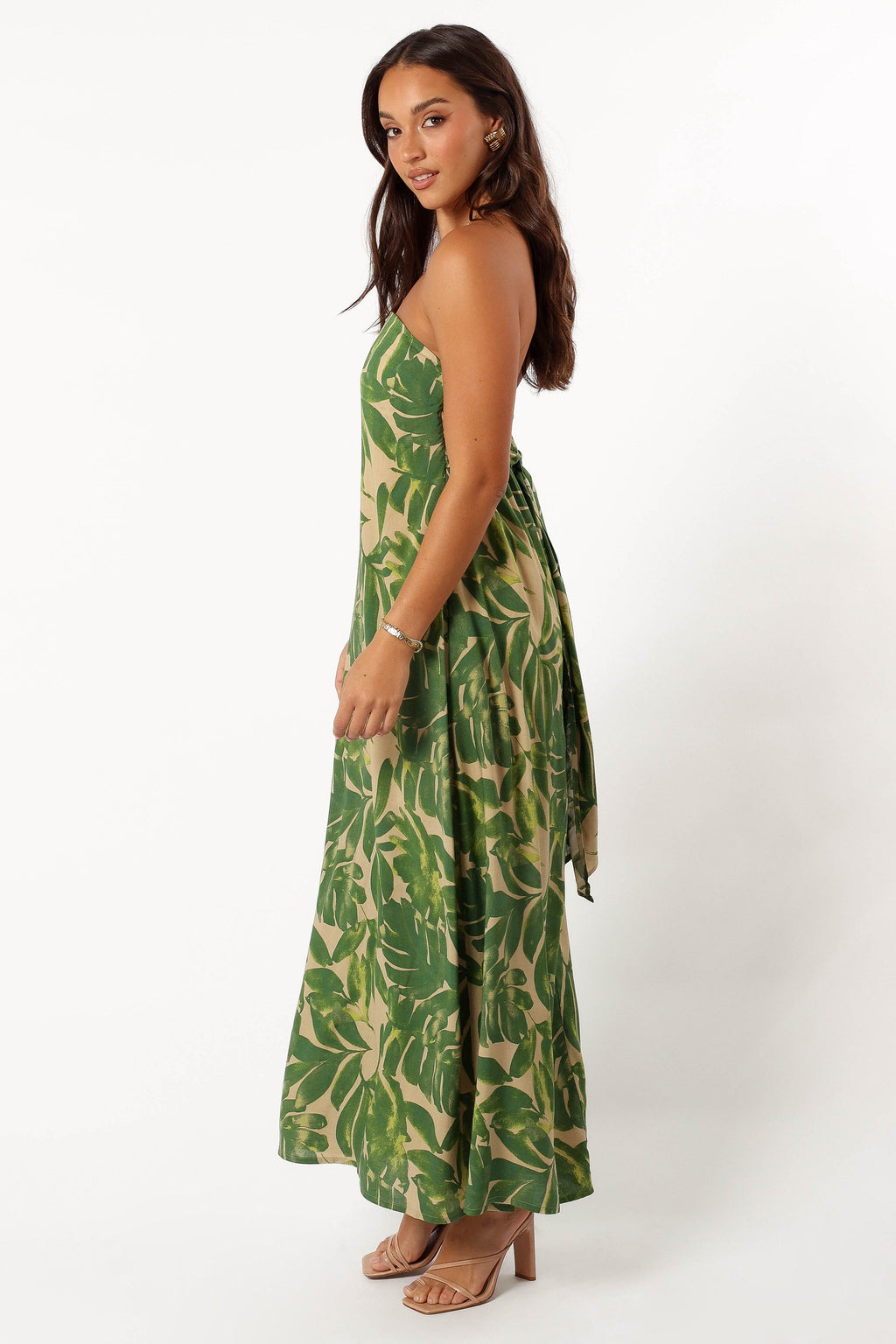 Penny Strapless Midi Dress - Ibiza Palm