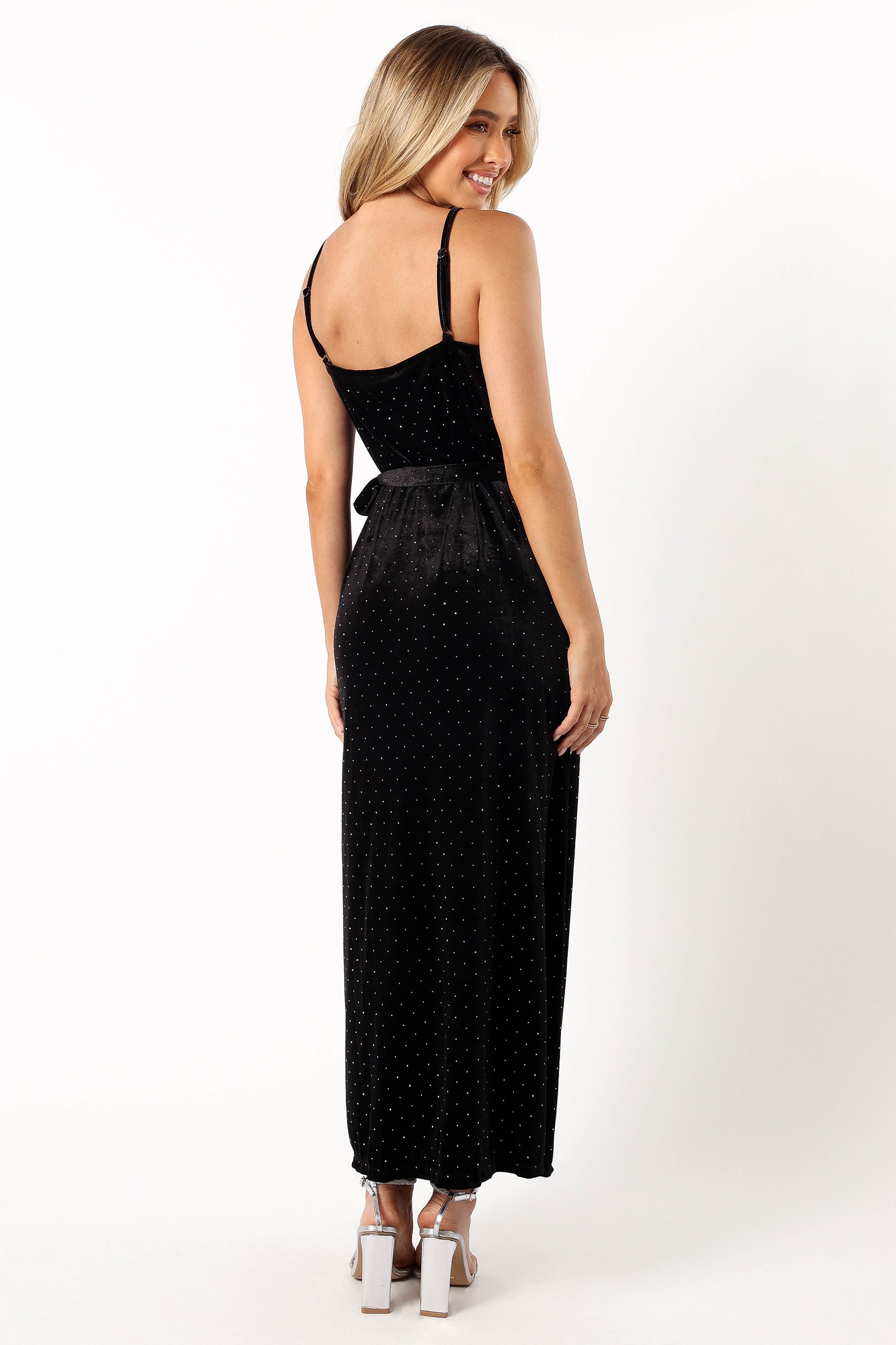 Renarde Wrap Velvet Midi Dress - Black