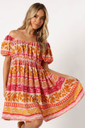 Siesta Off Shoulder Mini Dress - Yindi Print