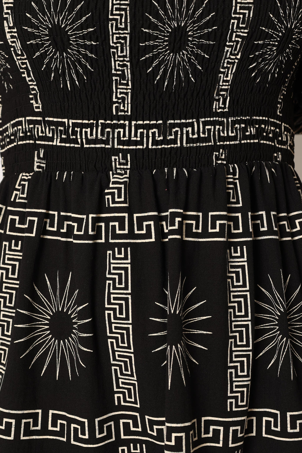 Soliel Puff Sleeve Midi Dress - Black Tan