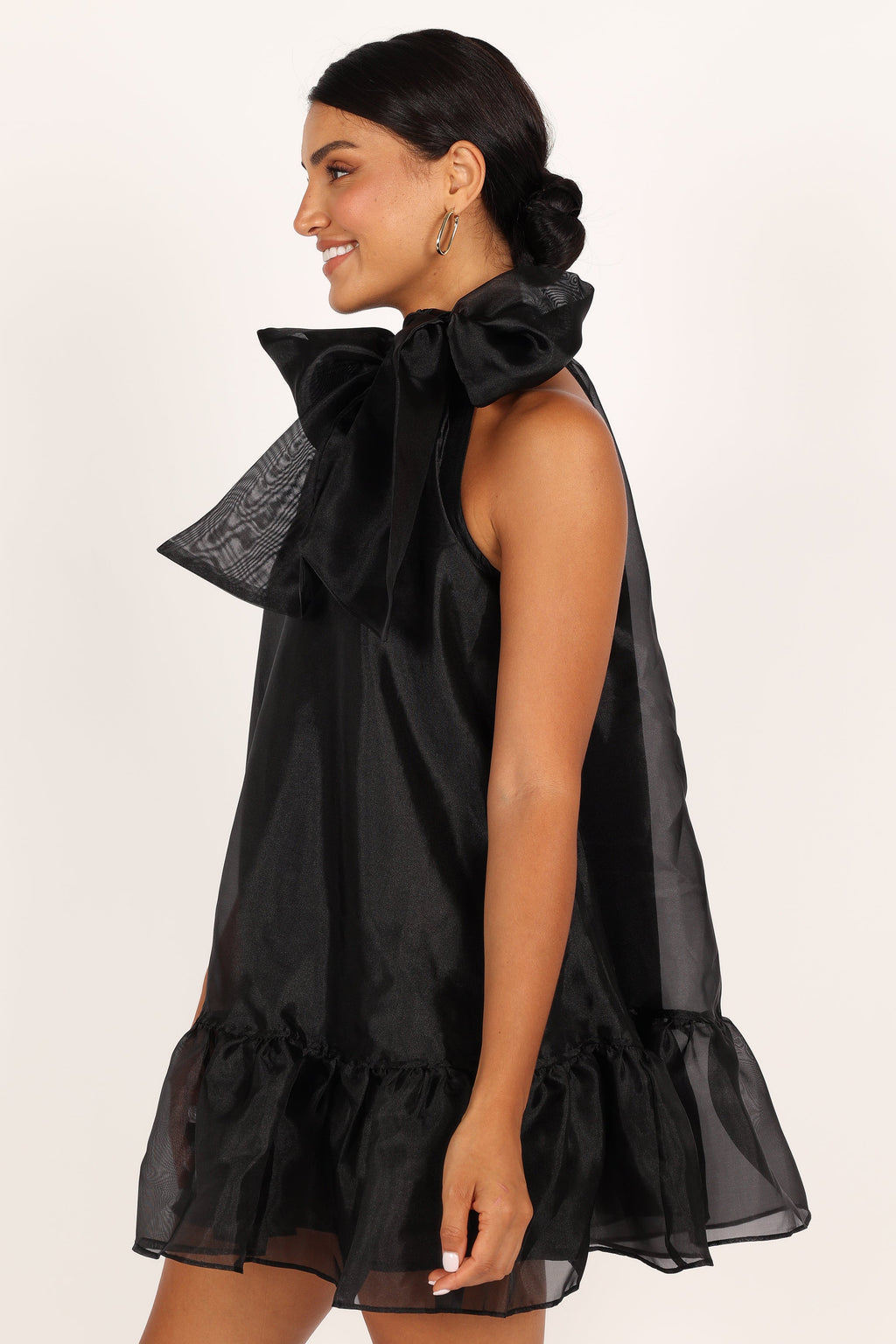 Sophia Bow Mini Dress - Black