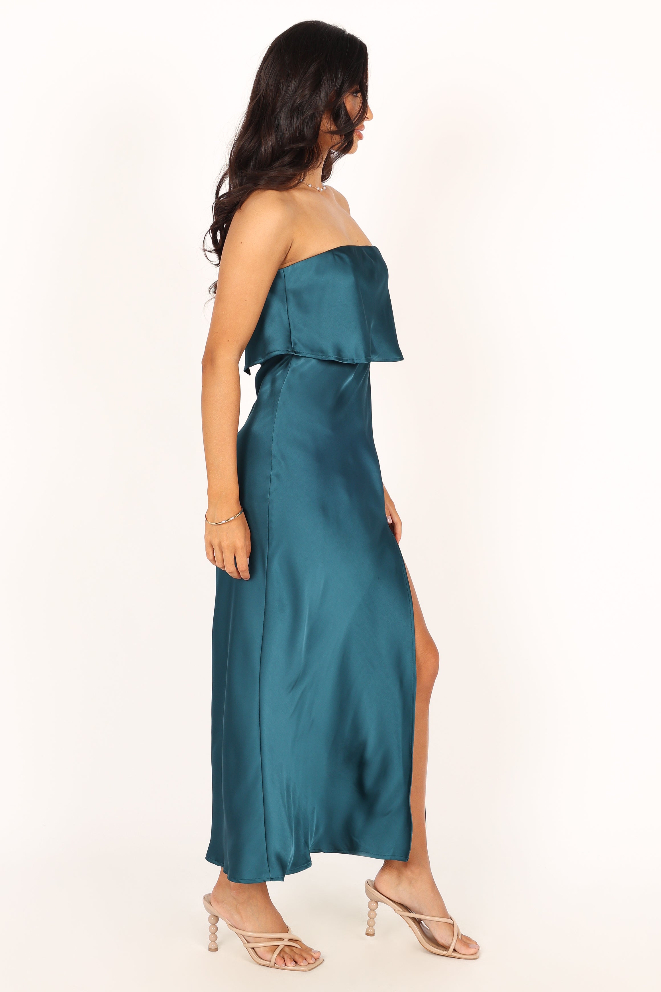 Vienna Strapless Midi Dress - Teal