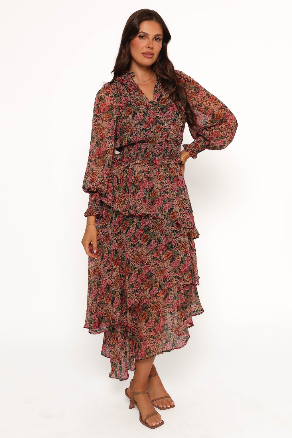 Vivian Midi Dress - Rose/Black
