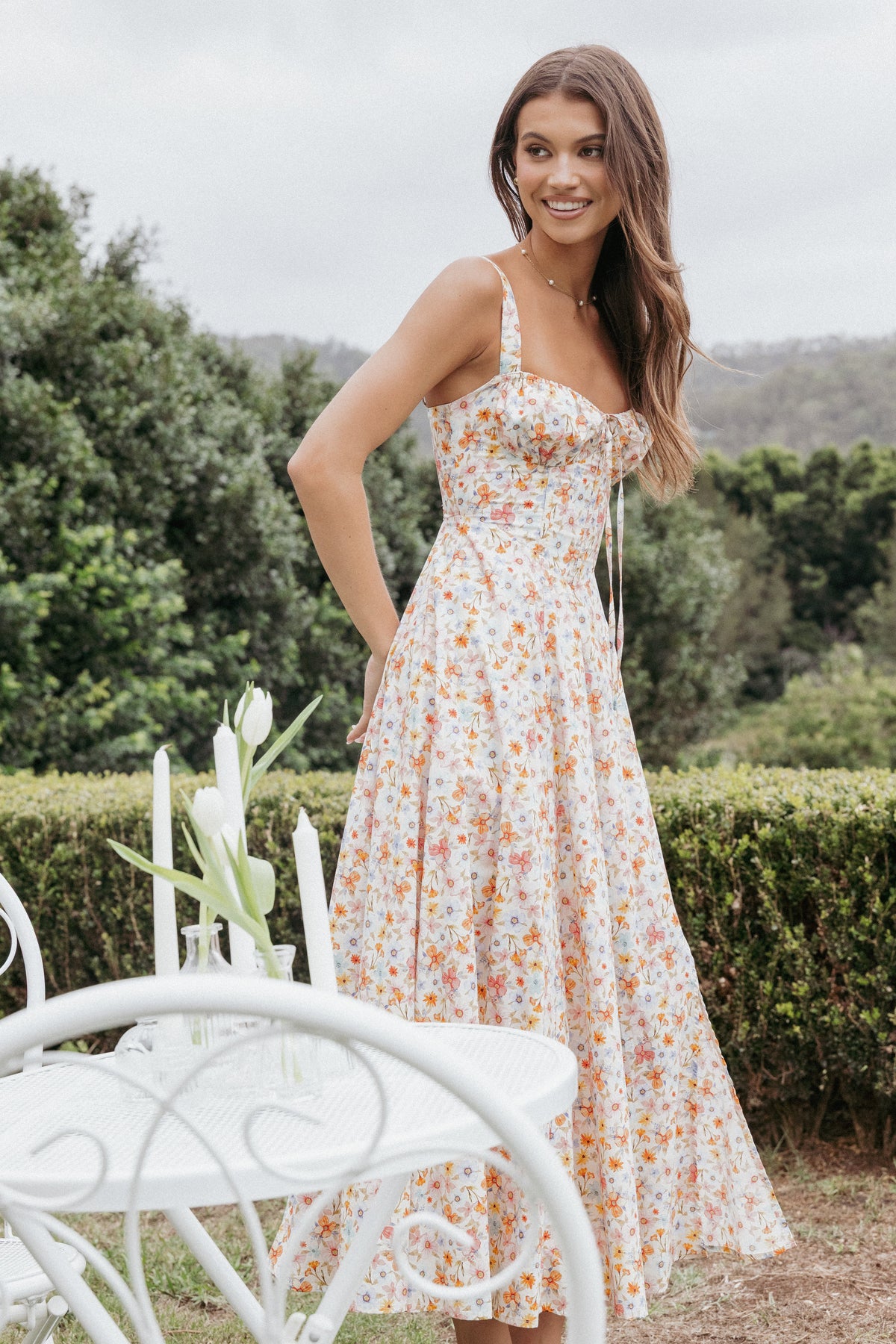 Wisteria Midi Dress - Orange