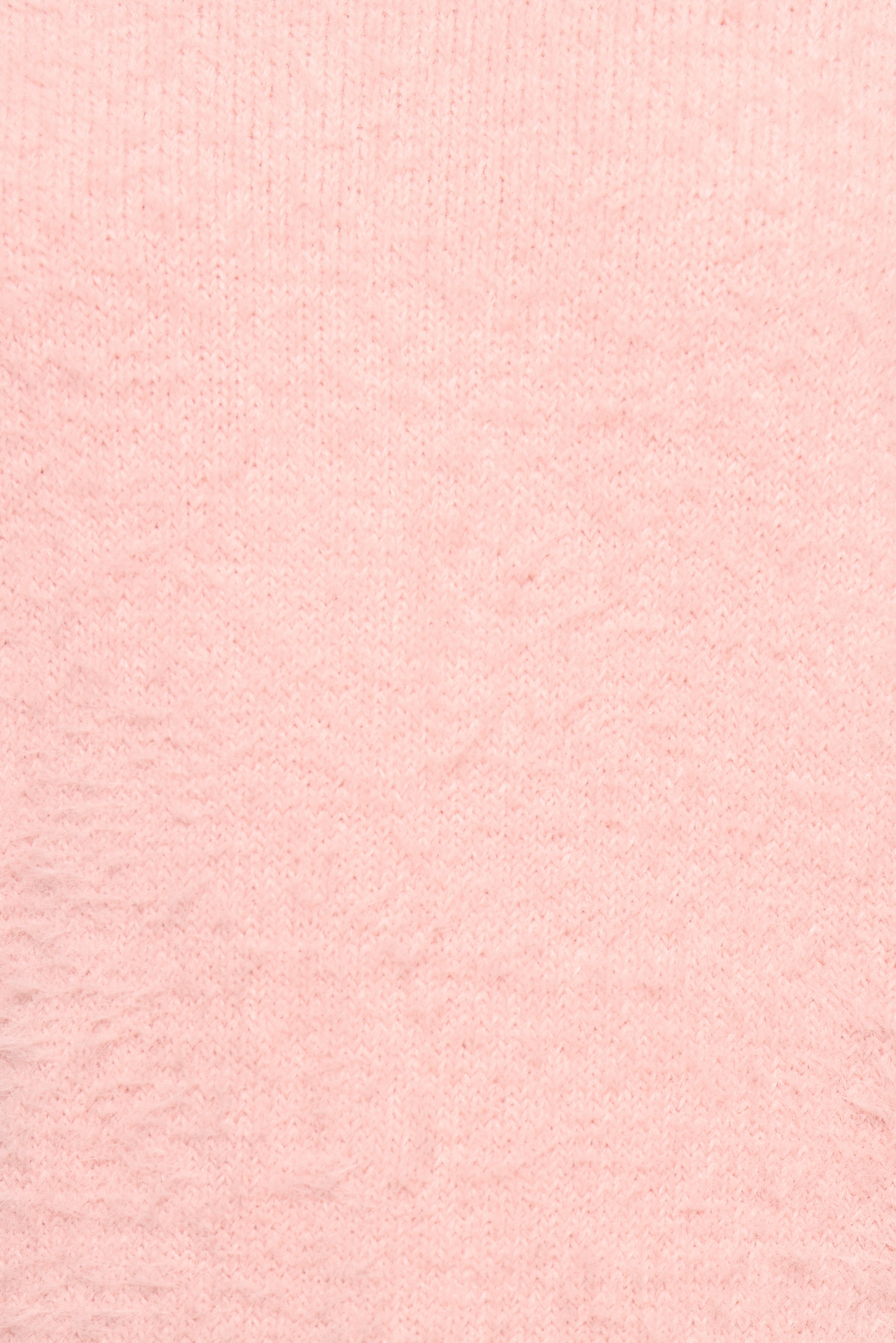 Aspra Fuzzy Crewneck Knit Sweater - Pink