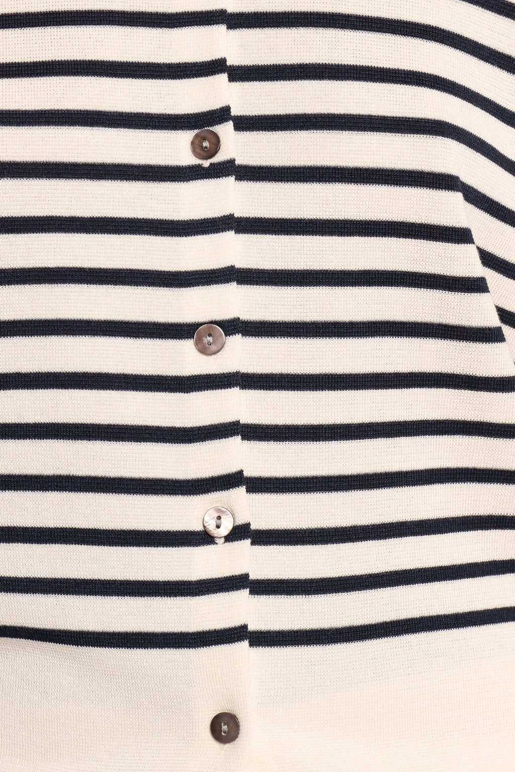 Gavi Button Front Striped Cardigan - Off White/Navy
