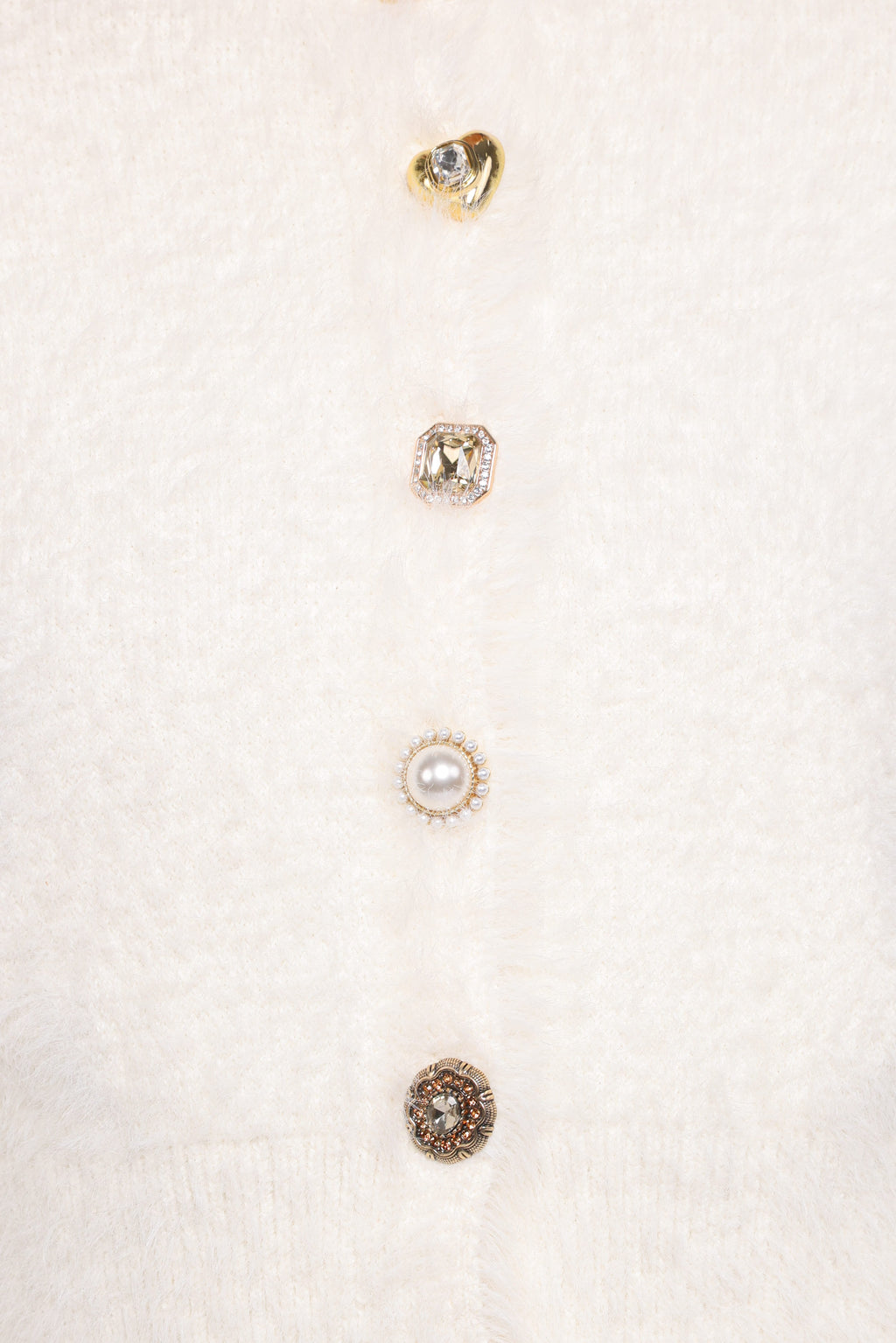 Jintie Vintage Button Cardigan - Cream