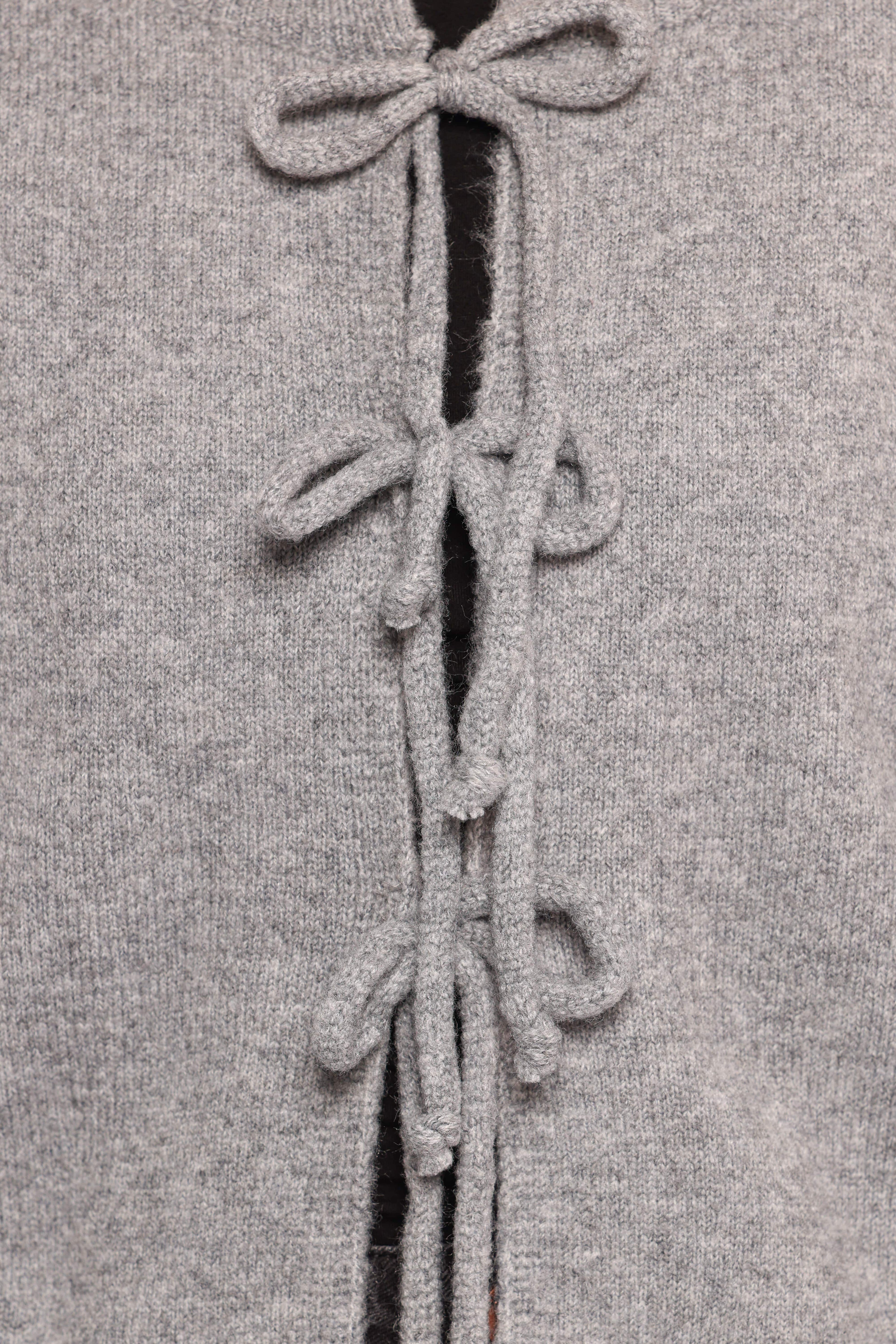 Neri Bow Tie Front Cardigan - Grey