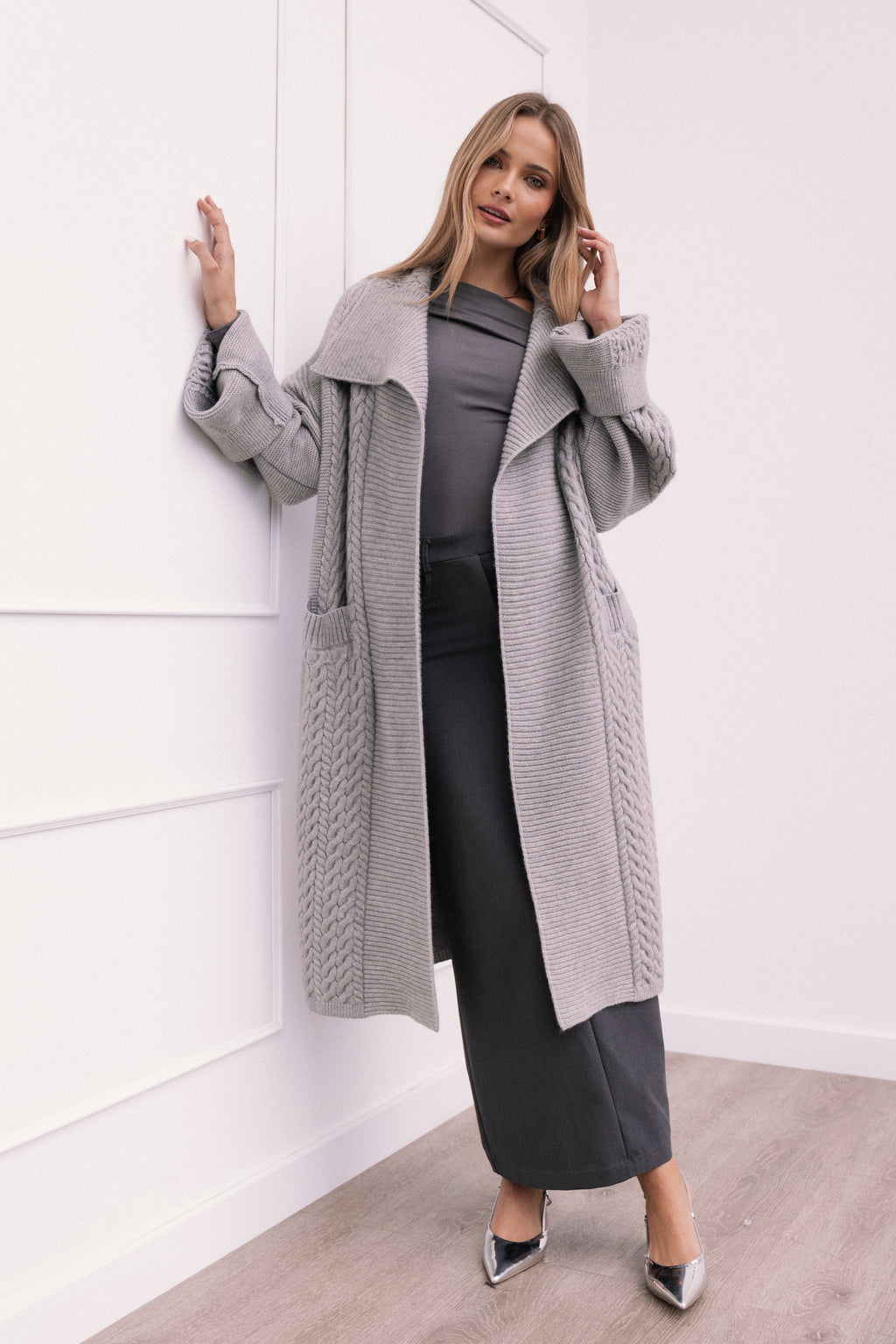 Soma Oversized Open Front Cardigan - Grey