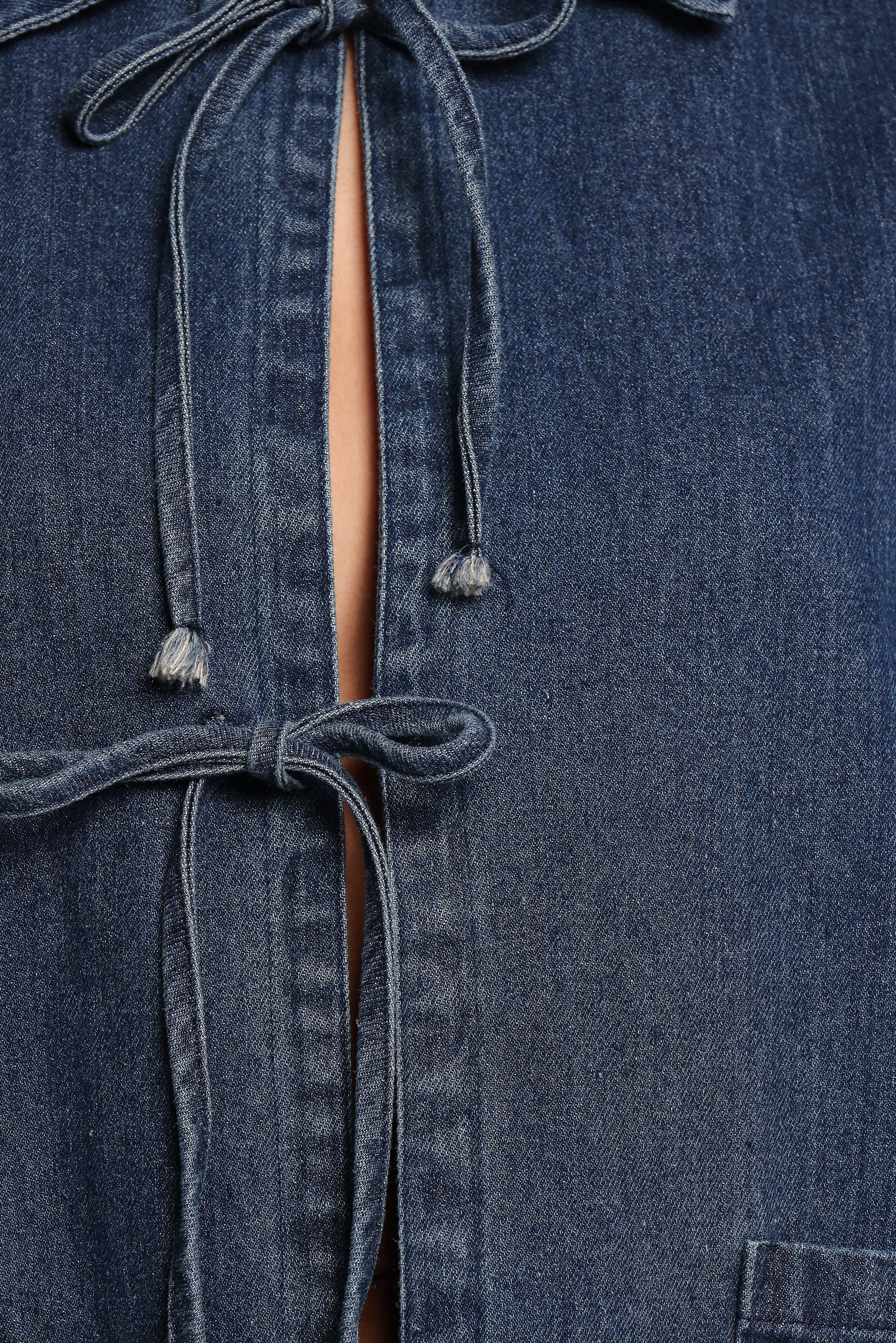 Avon Bow Front Denim Shacket - Denim