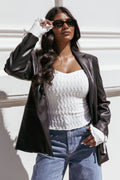 Jamie Faux Leather Blazer - Black