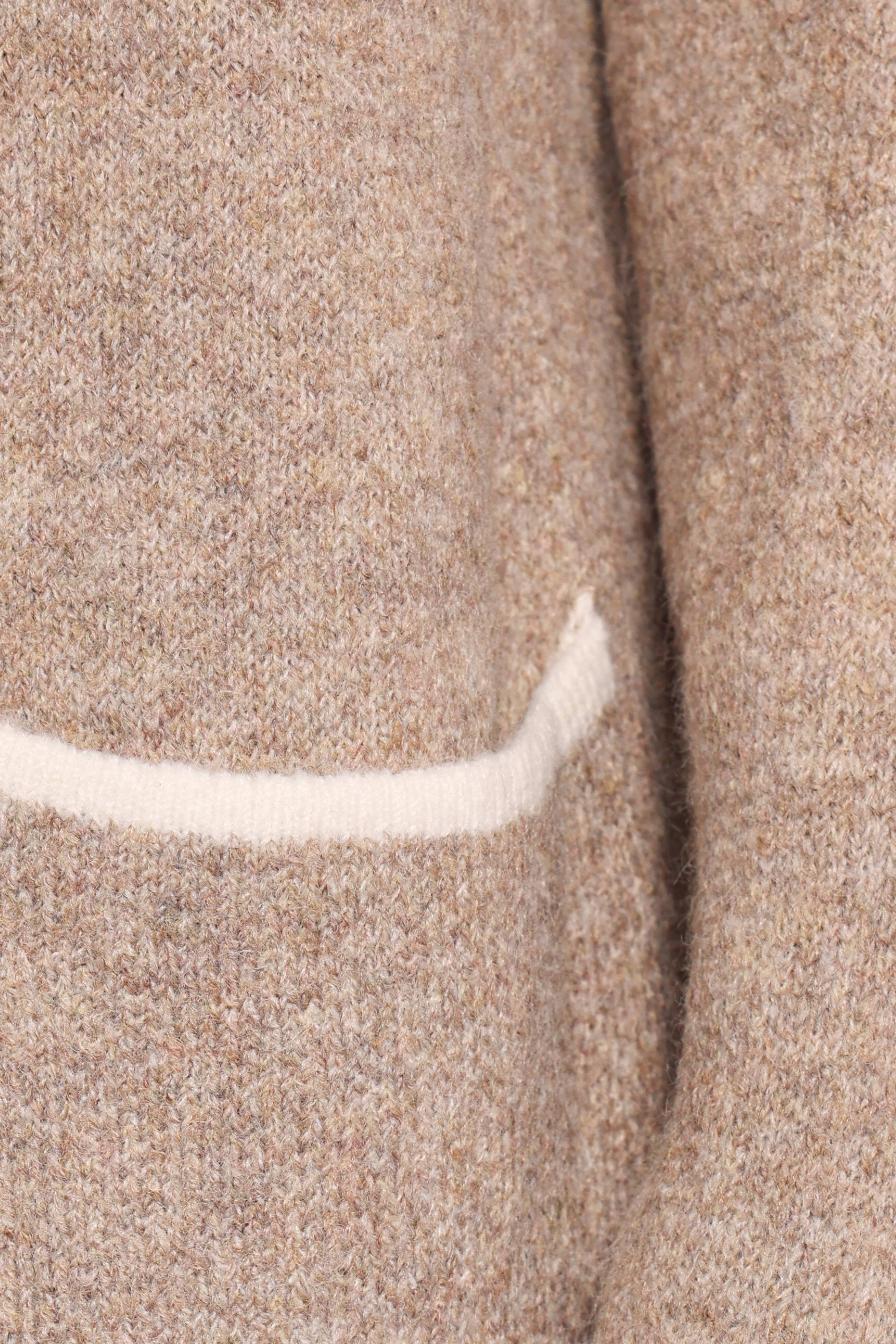 Katia Contrast Trim Coatigan - Beige