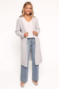 Katia Contrast Trim Coatigan - Light Grey