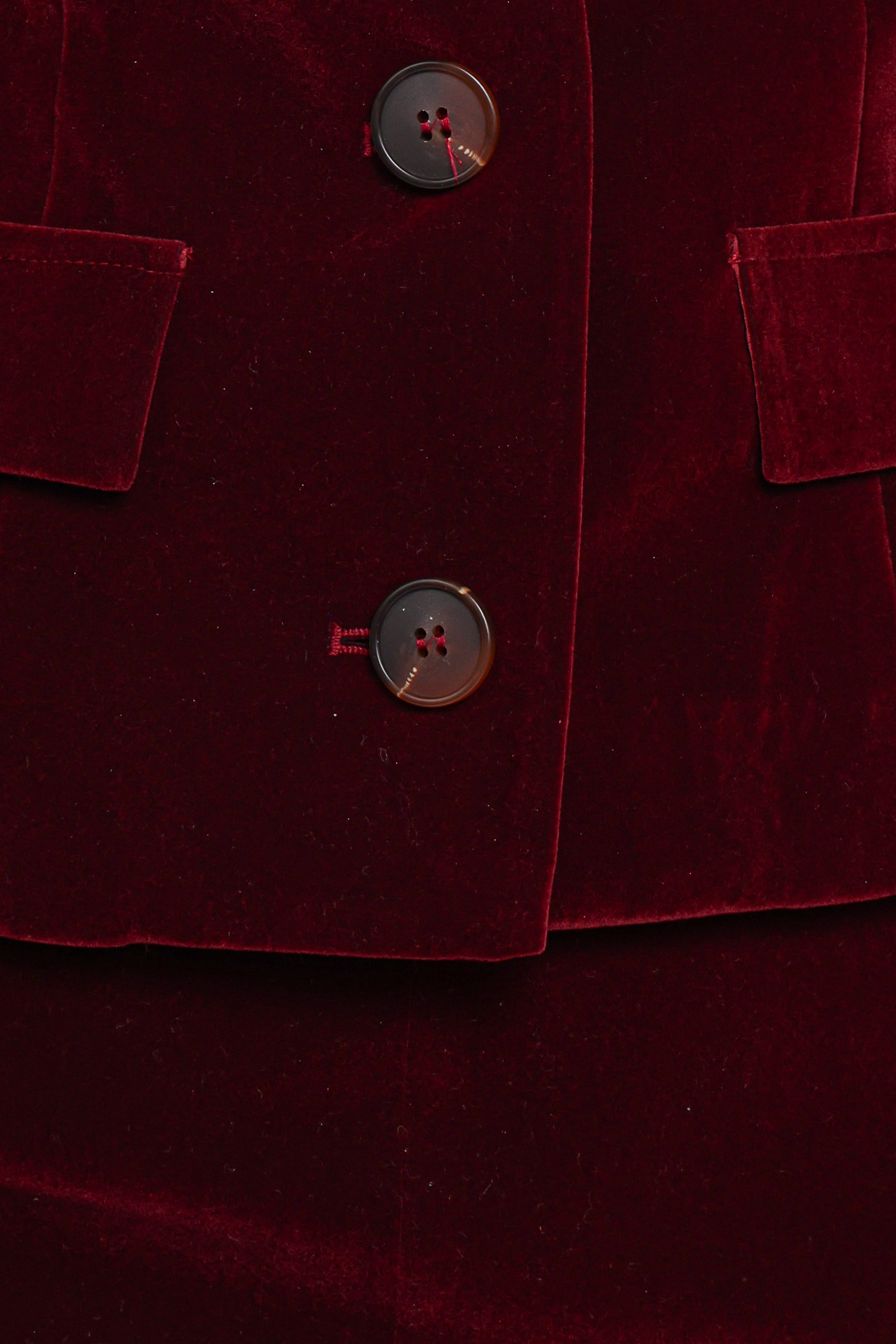 Lainey Velvet Cropped Jacket - Burgundy