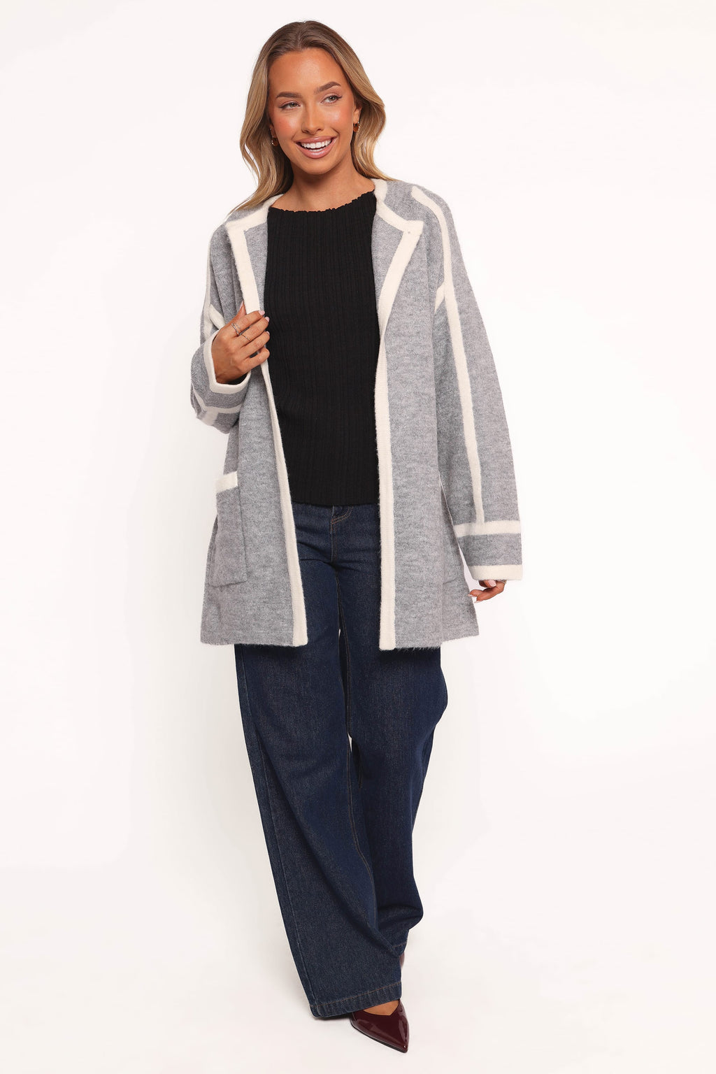 Maloney Tie Front Coatigan - Grey