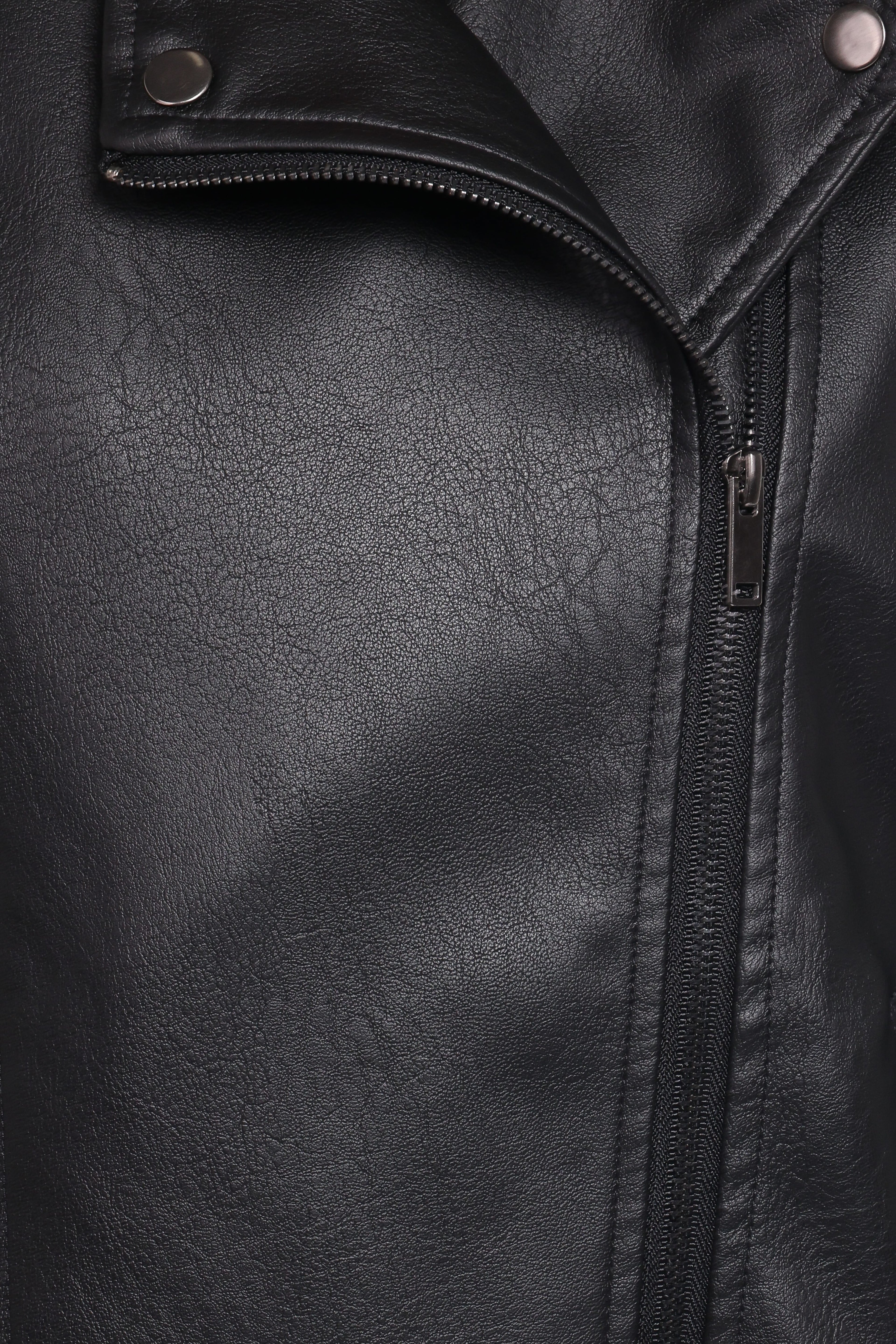 Parsons Oversized Faux Leather Moto Jacket - Black