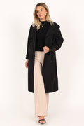 Trina Button Front Trench Coat - Black