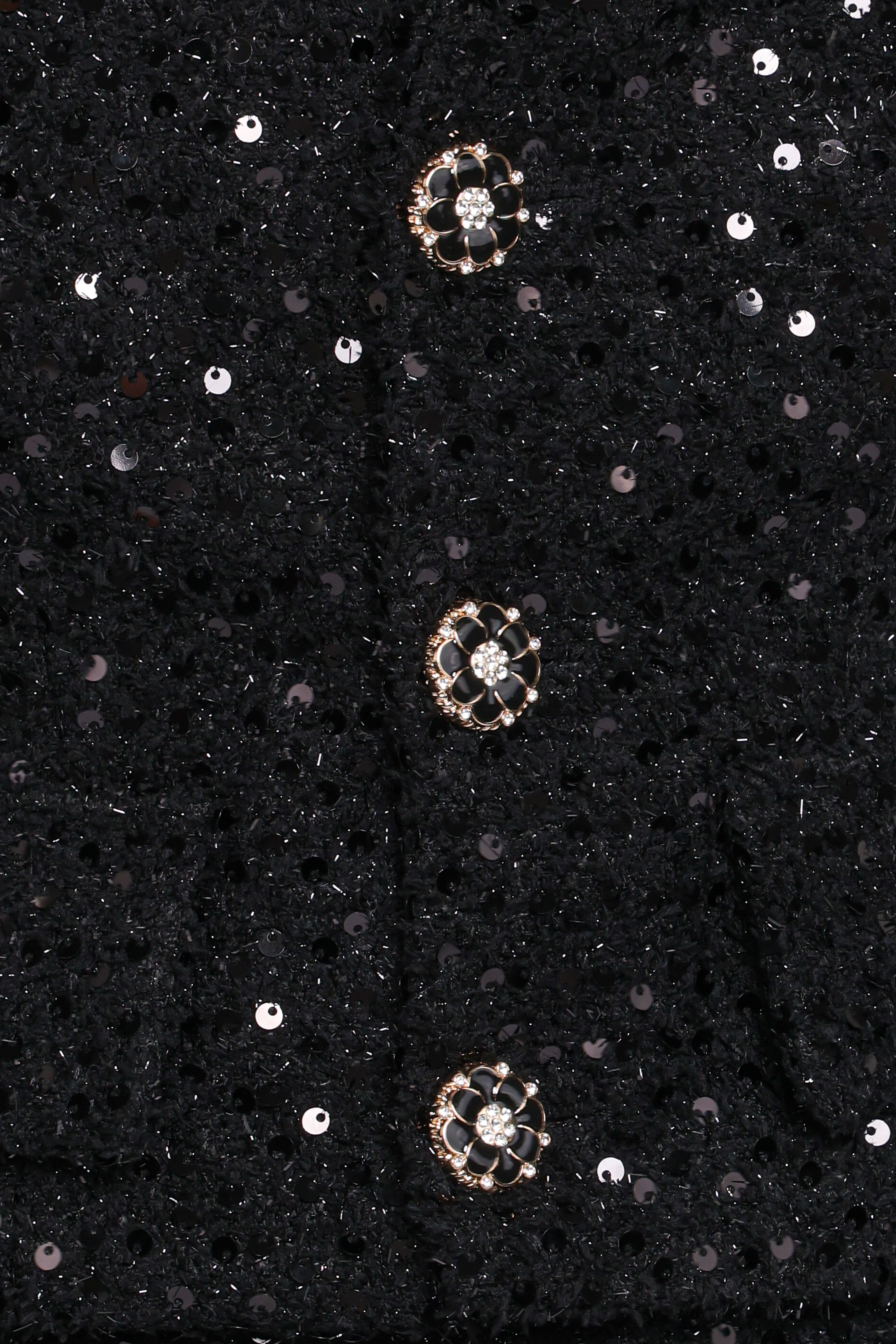 Valentina Cropped Blazer - Black Sequin