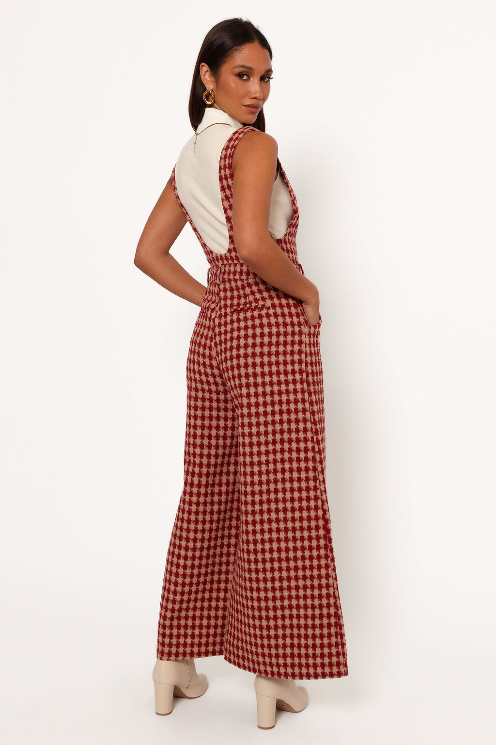 Jackson Jumpsuit - Dark Red Houndstooth