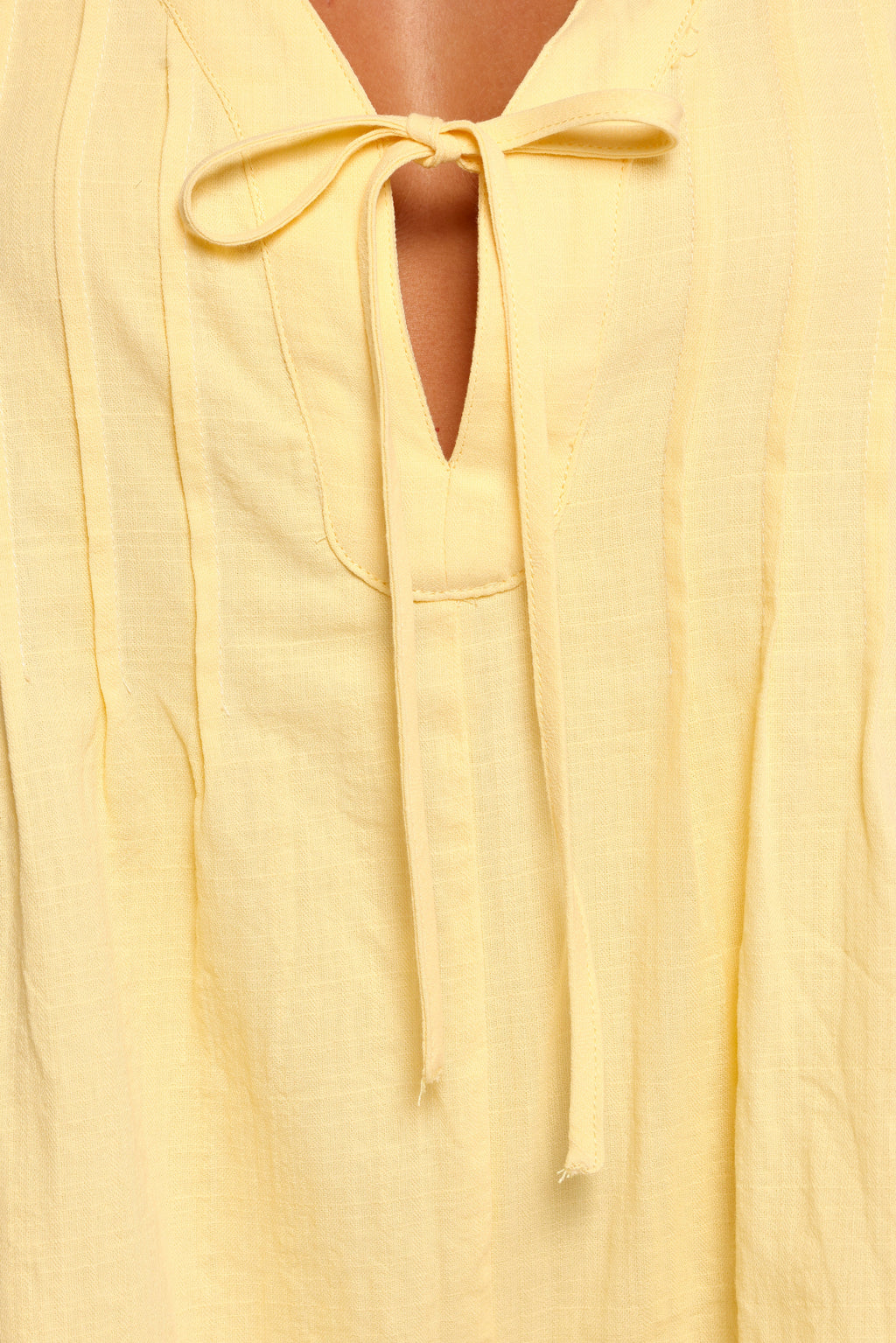 Kallie Tie Front Romper - Butter Yellow