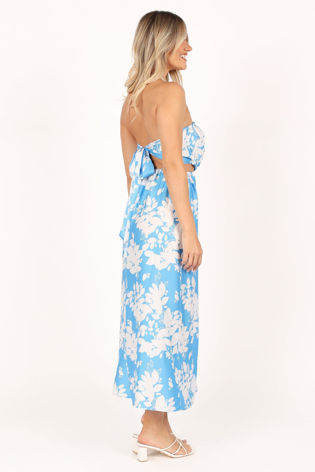 Elodie Tube Belted Jumpsuit - Blue/White