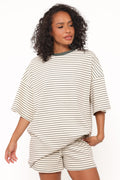 Hellen Stripe Short Set - Cream/Green Stripe