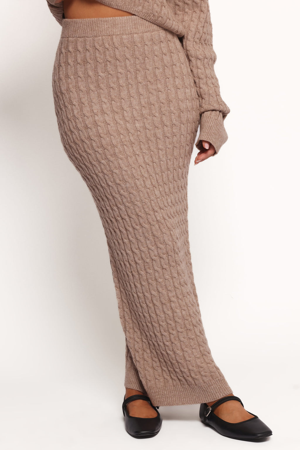 Reid Cable Knit Skirt Set - Taupe